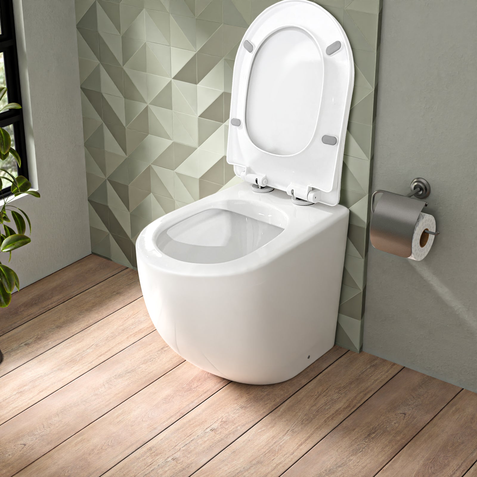 Comfort Height Round Rimless Back To Wall Toilet Soft Close