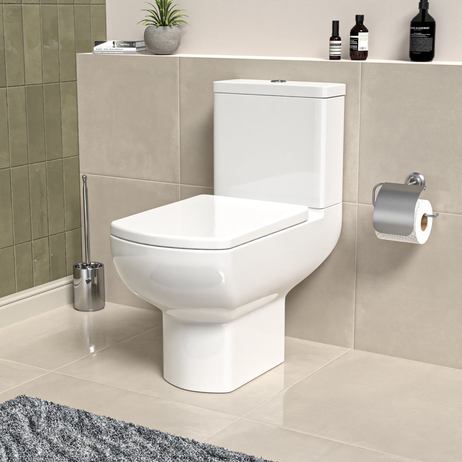 Rimless Close Coupled Toilet With Seat & Cistern