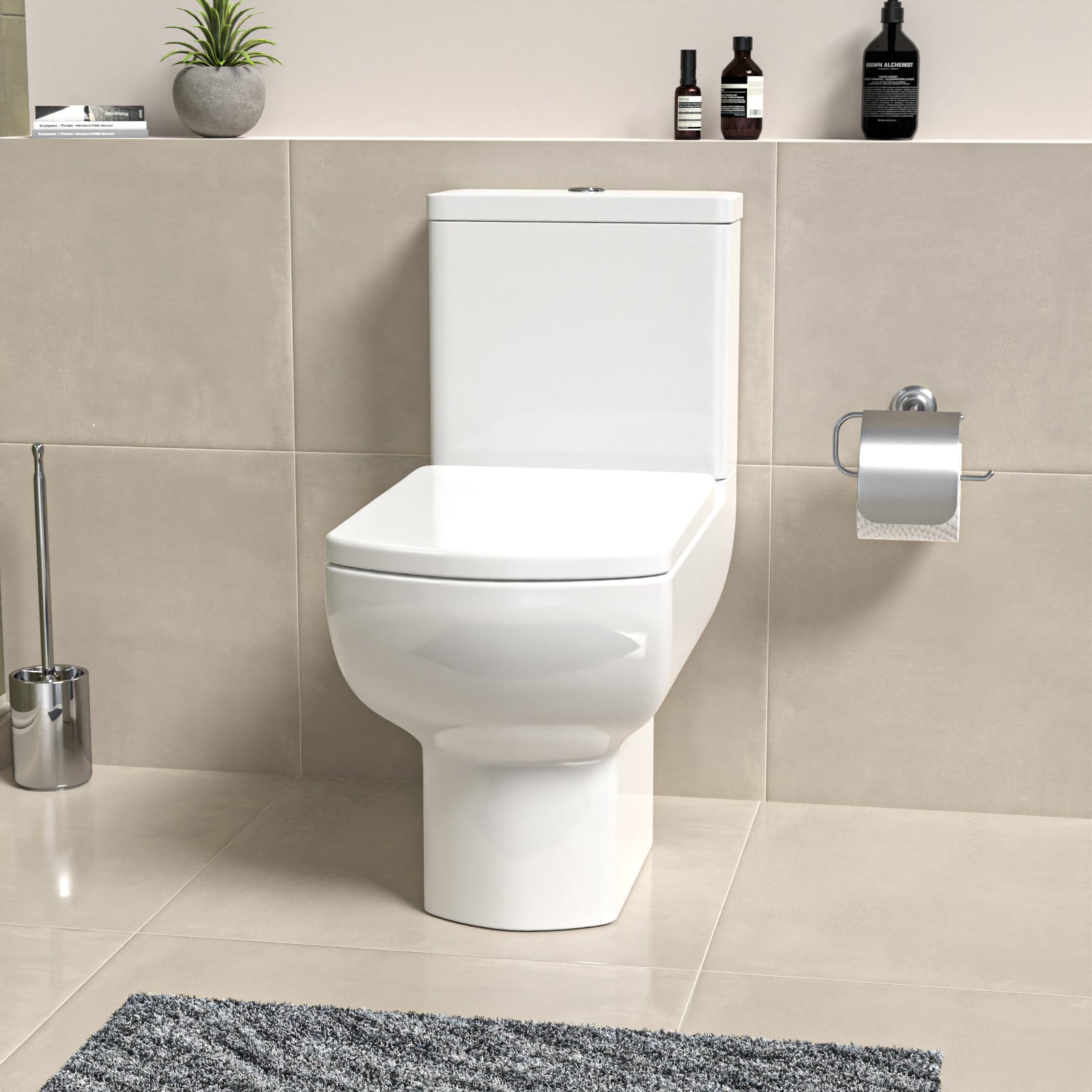 Rimless Close Coupled Toilet With Seat & Cistern