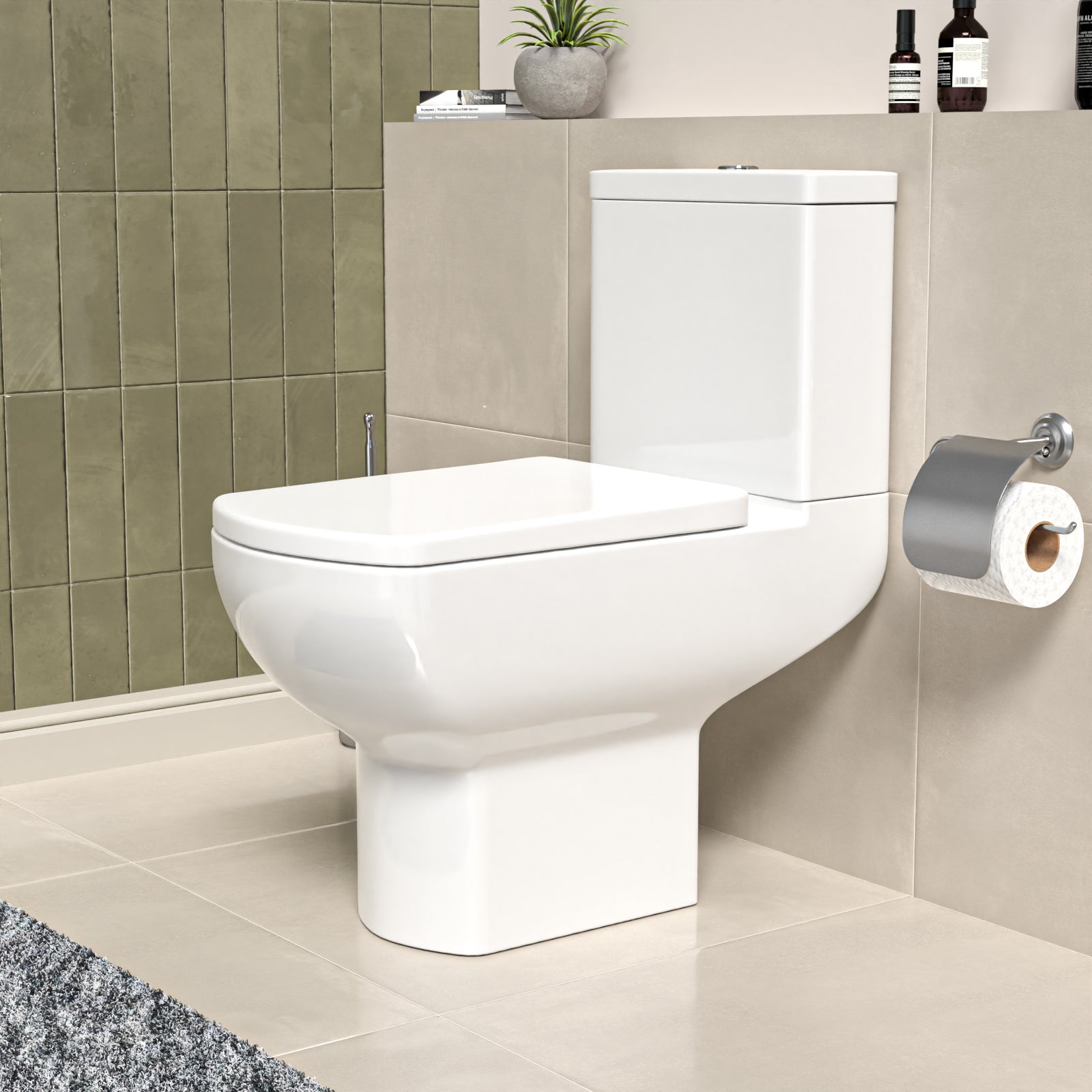 Rimless Close Coupled Toilet With Seat & Cistern