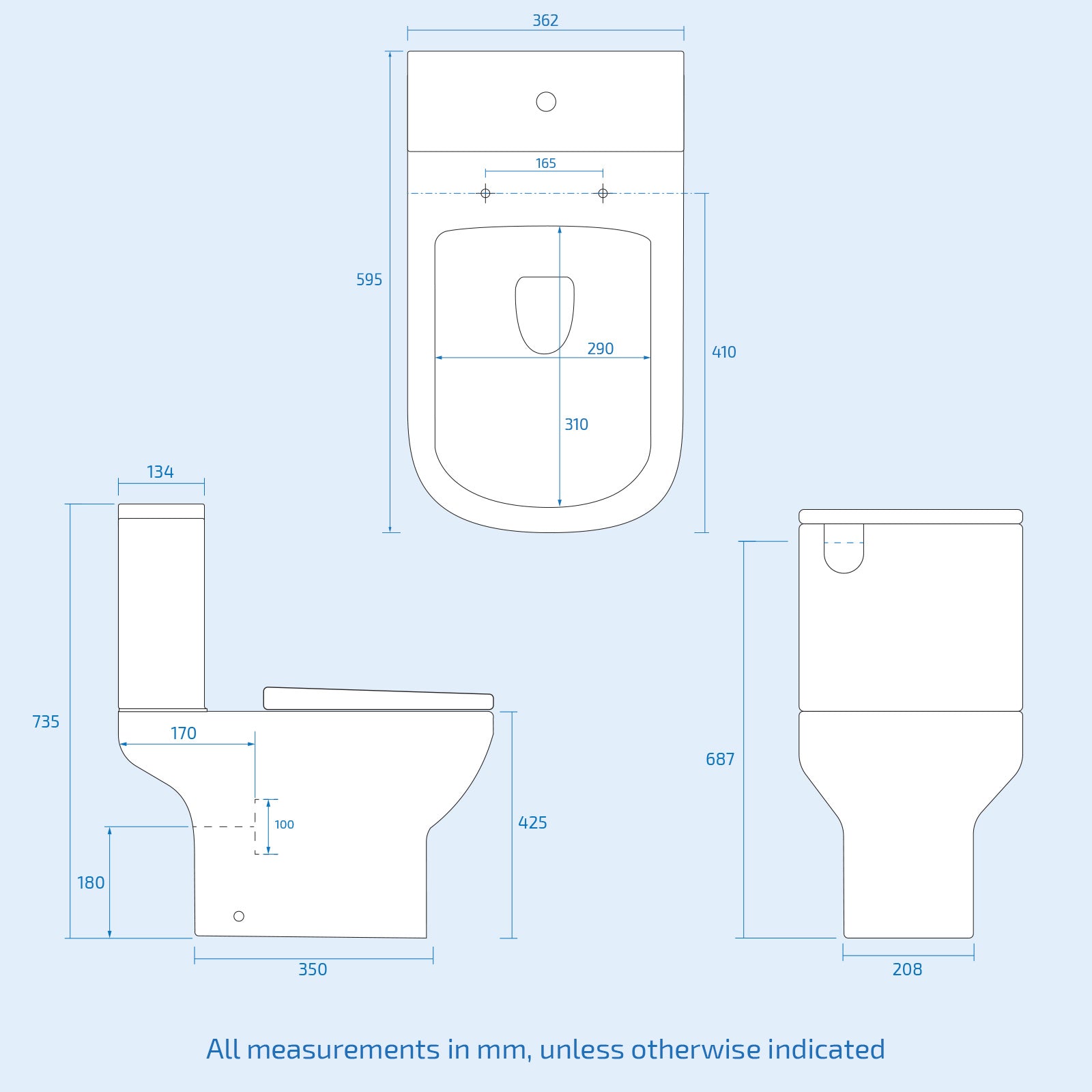 Rimless Close Coupled Toilet With Seat & Cistern