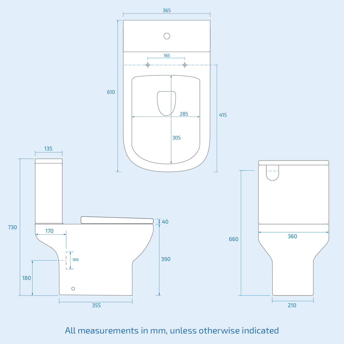 Aris White 560mm Square Modern Full Pedestal Basin with Rimless Toilet