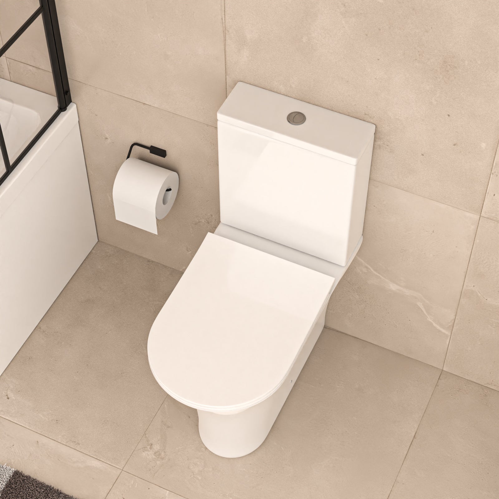 White Comfort Height Soft Close Round Rimless Close Coupled Toilet