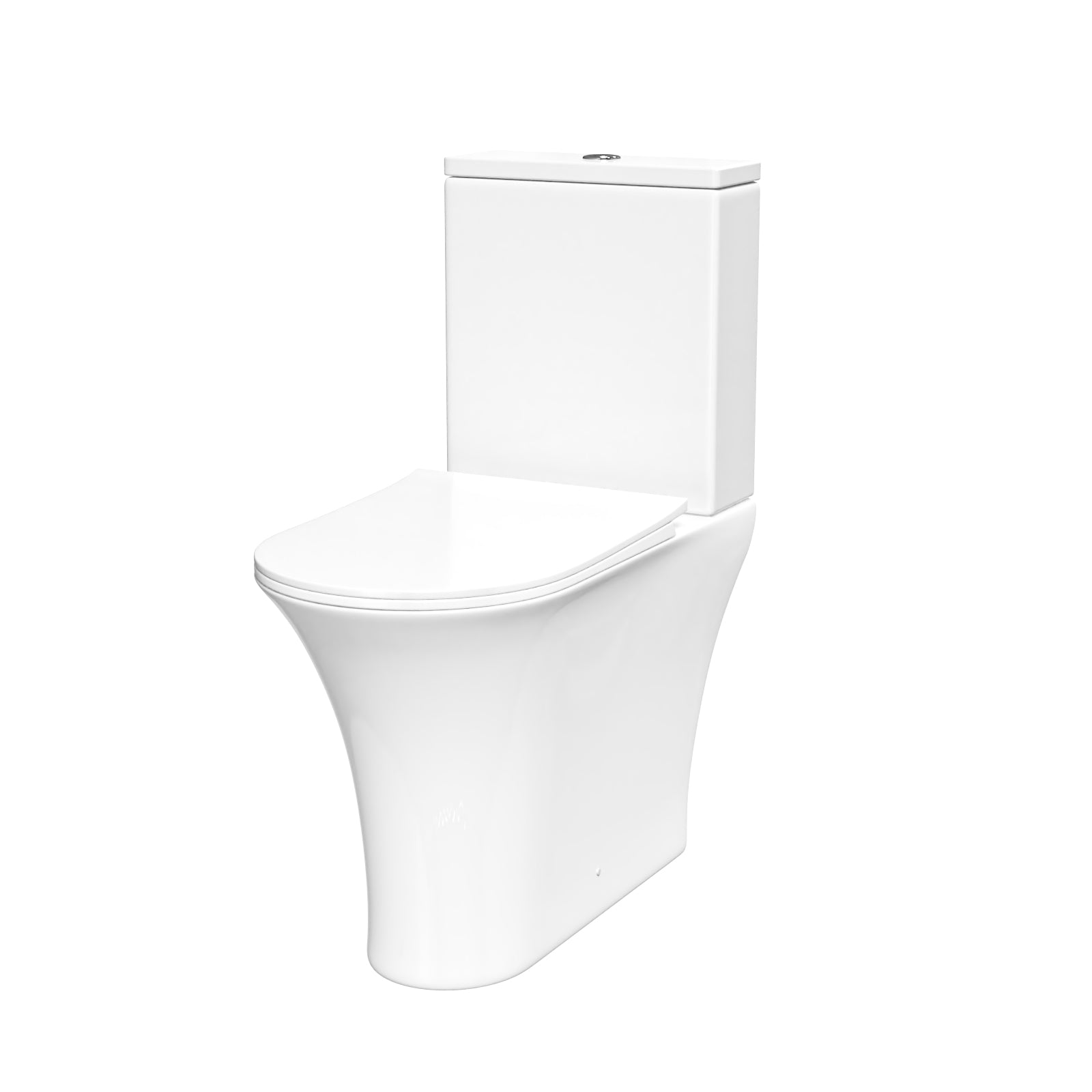 White Comfort Height Soft Close Round Rimless Close Coupled Toilet