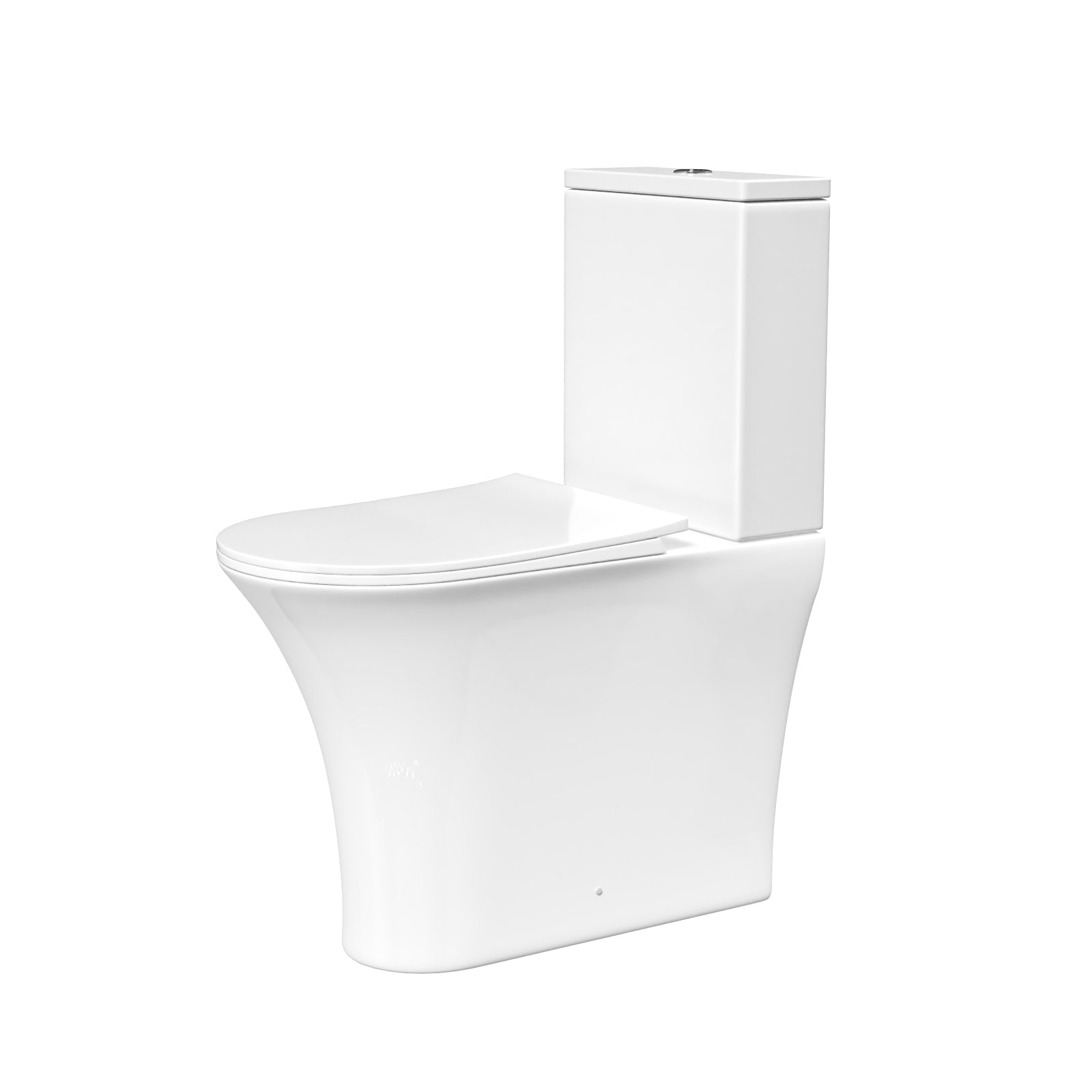 White Comfort Height Soft Close Round Rimless Close Coupled Toilet