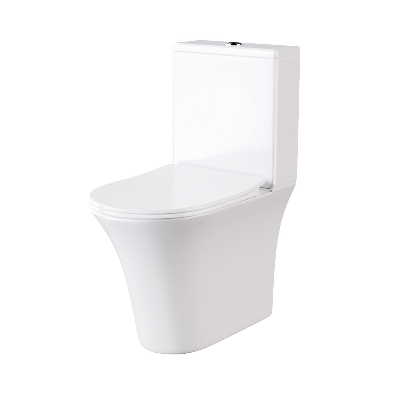 White Rimless Soft Close Round Close Coupled Toilet