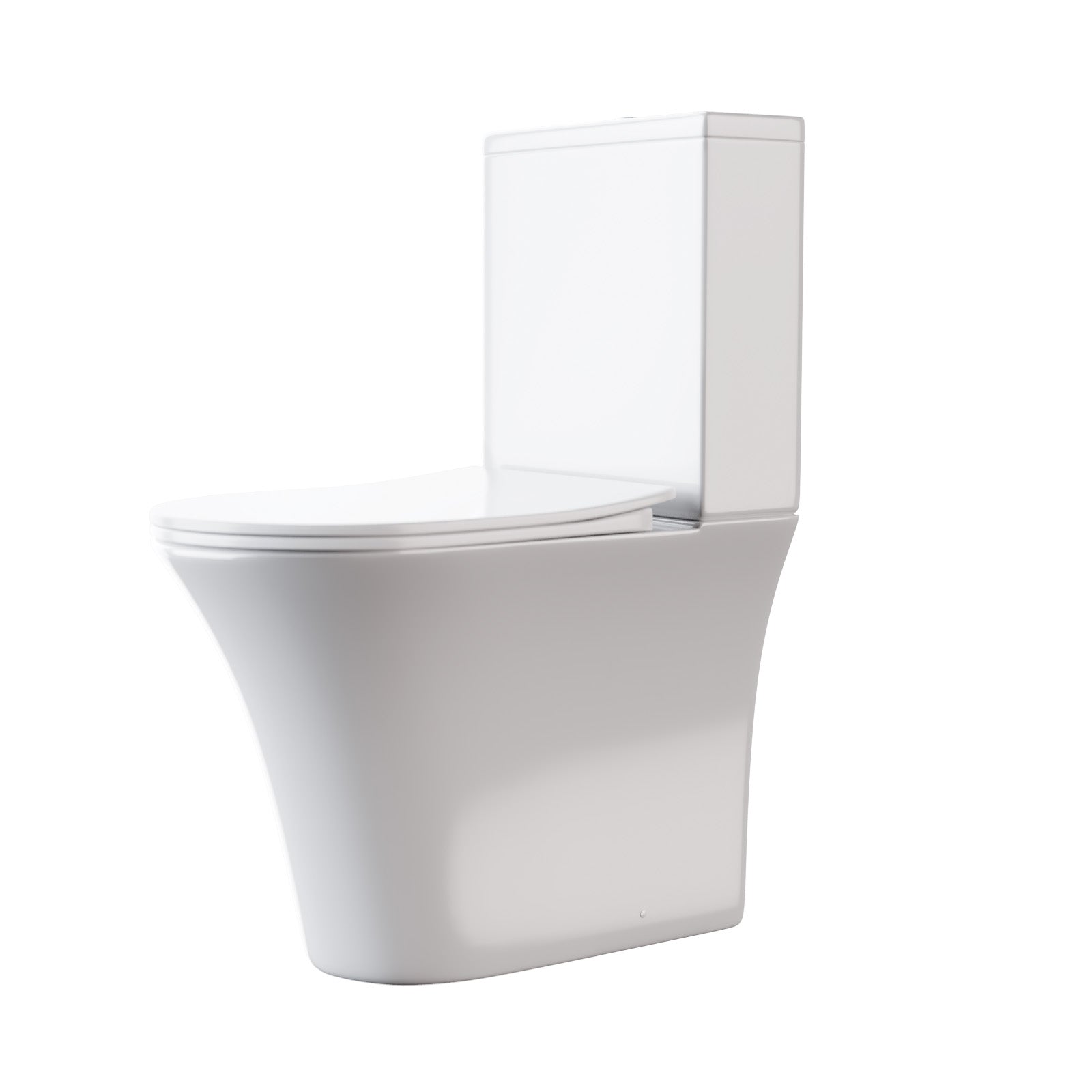 White Rimless Soft Close Round Close Coupled Toilet