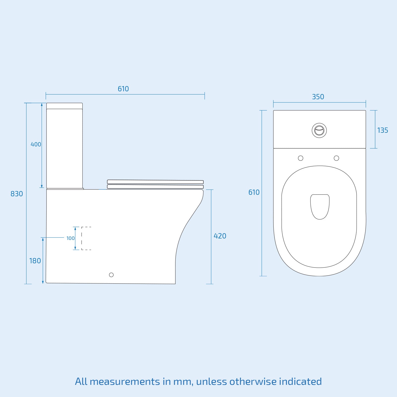 White Rimless Soft Close Round Close Coupled Toilet