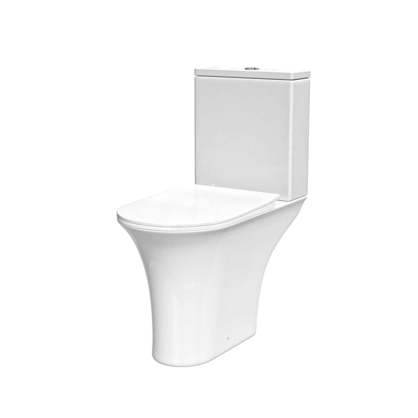 White Close Coupled Rimless Round Toilet Soft Close Seat