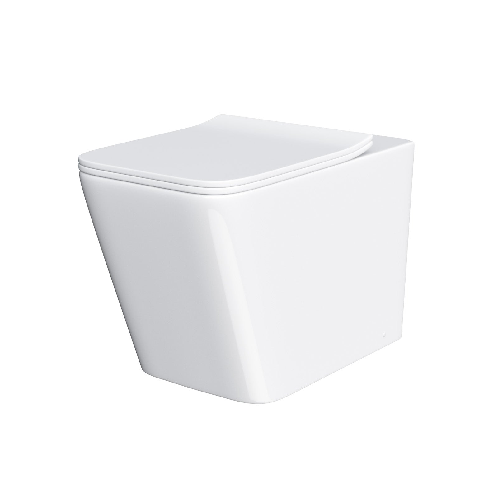 Square Rimless White Back To Wall WC Toilet Pan with Soft Close Seat