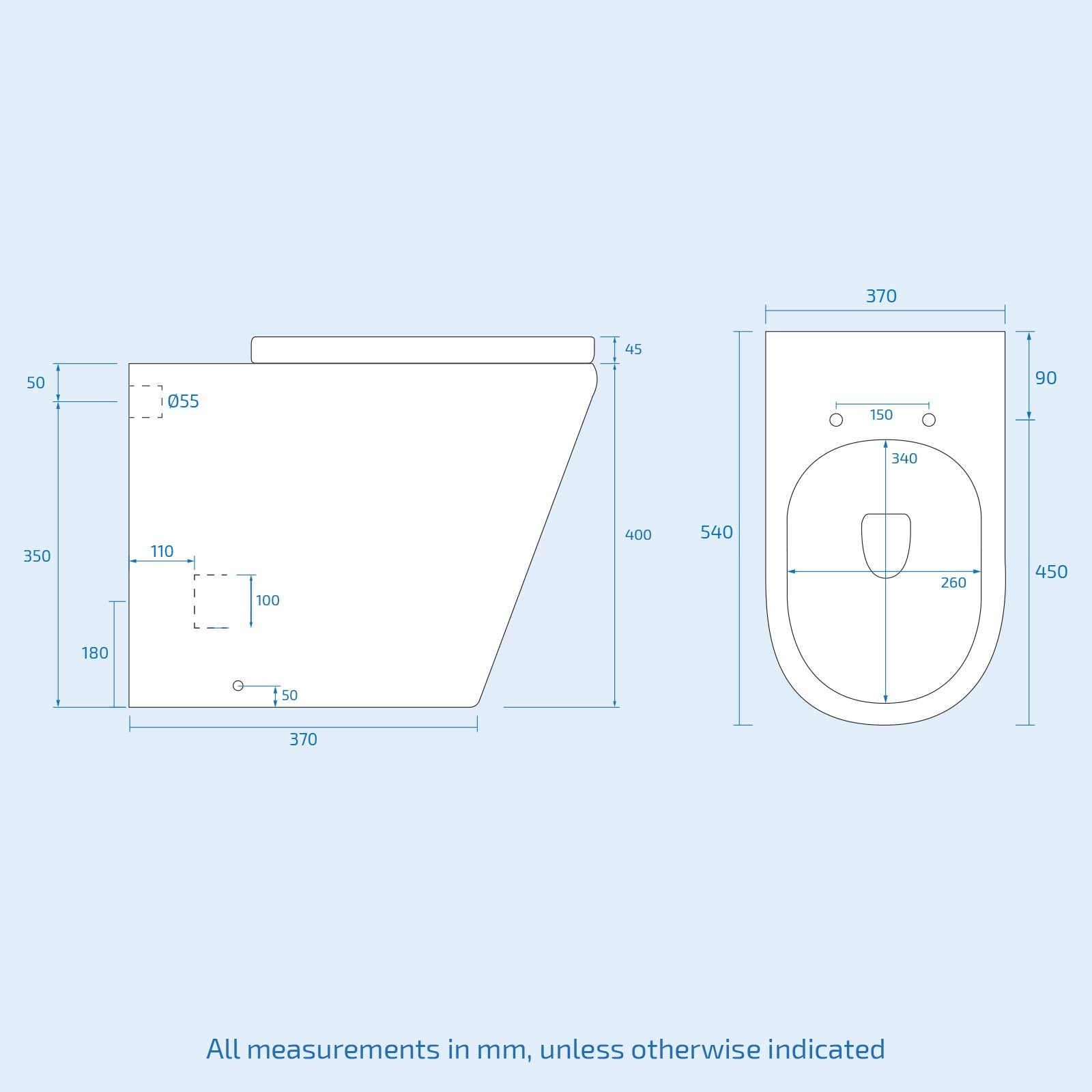 Afern 500mm Freestanding Vanity Unit with Basin,Rimless Toilet, WC unit Royal Blue