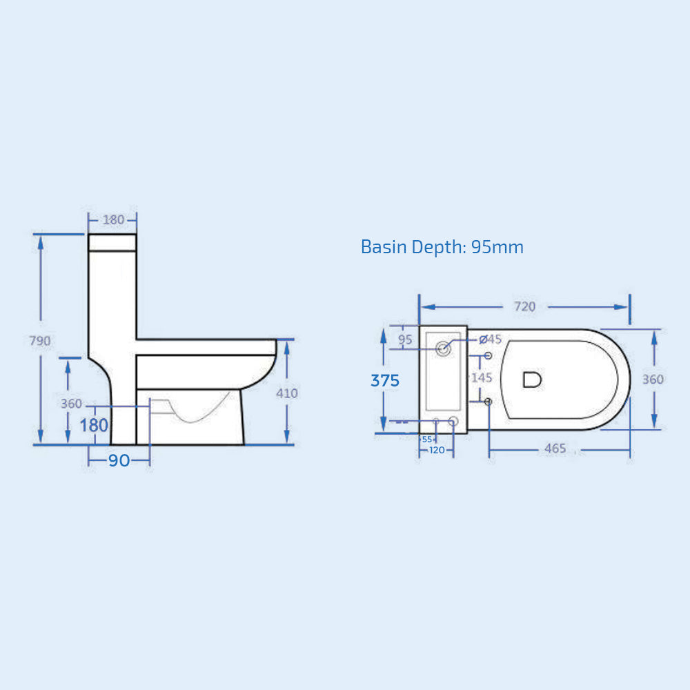 White Cloakroom 2 in 1 Close Coupled Toilet & Basin