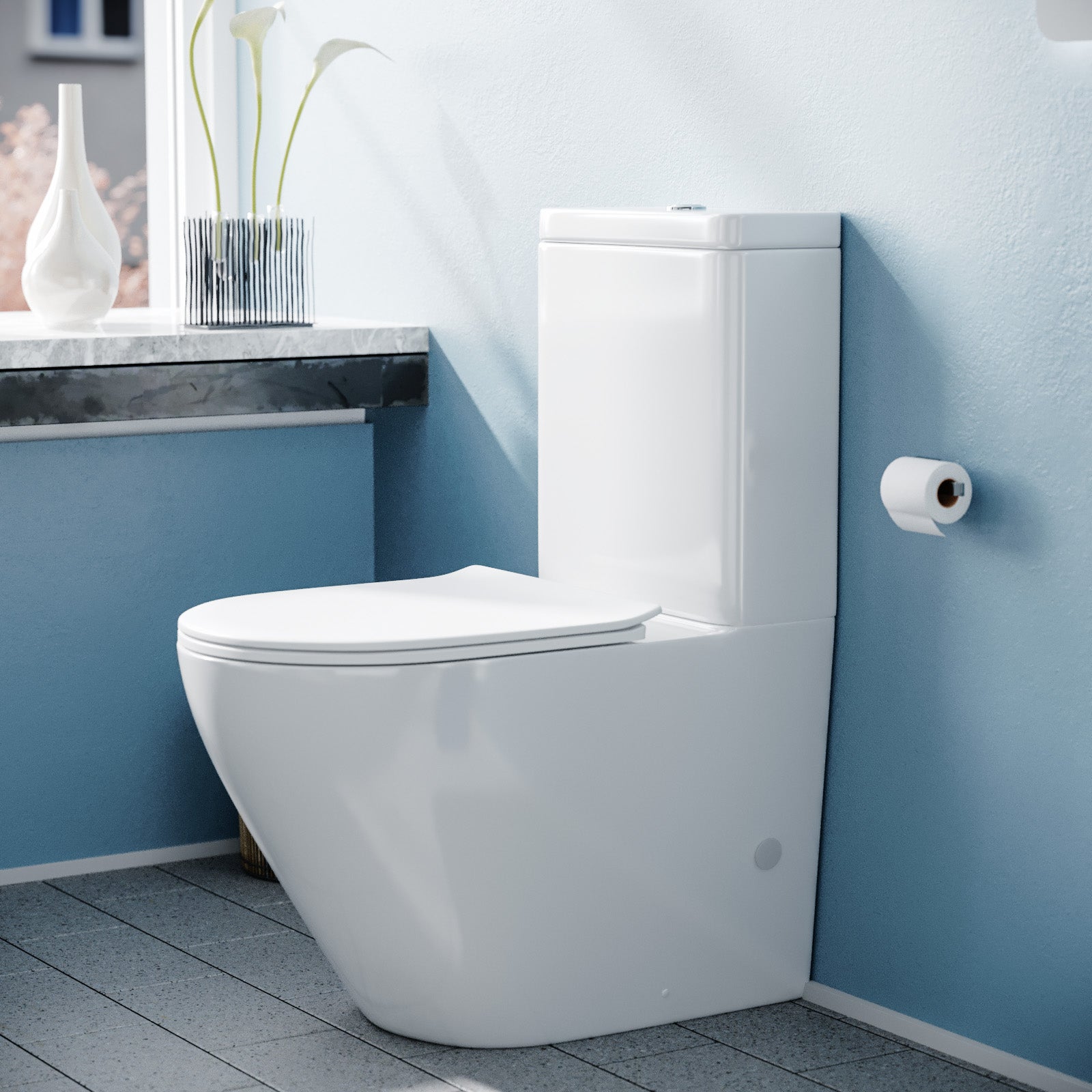 Belmont Modern Close Coupled WC Toilet & Soft Close Seat