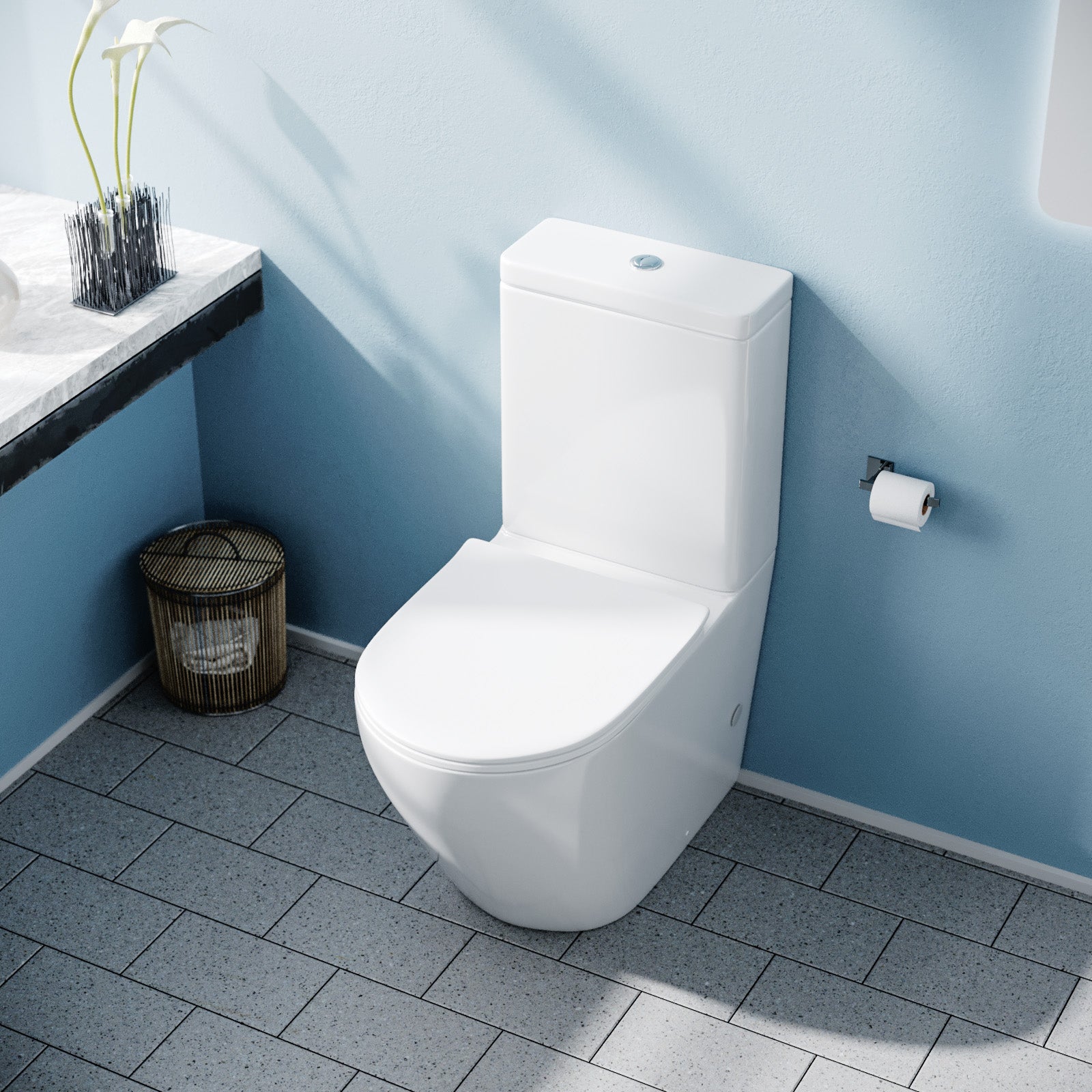 Belmont Modern Close Coupled WC Toilet & Soft Close Seat