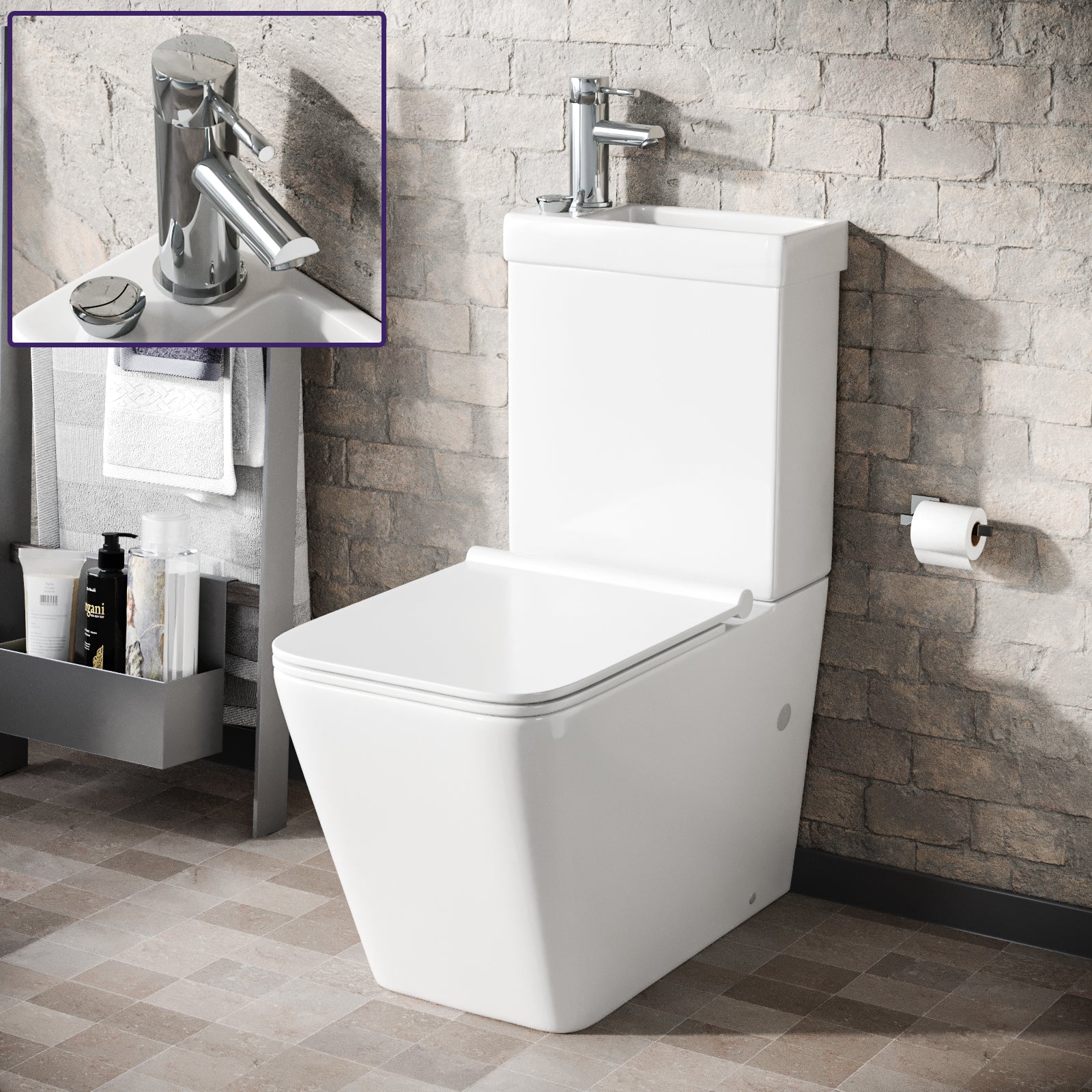 Nova 2 in 1 Combo Toilet and Basin Space Saver Unit  and Basin tap