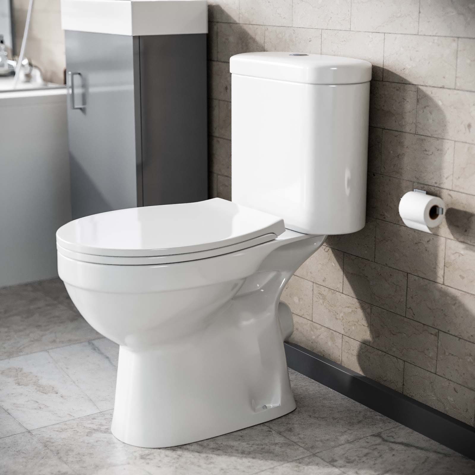 Close Coupled Round Toilet with Seat White