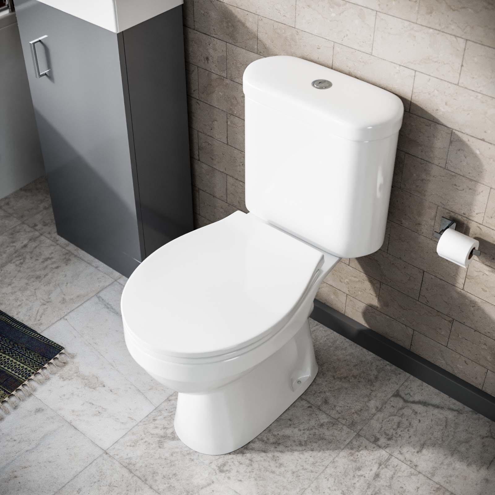 Close Coupled Round Toilet with Seat White