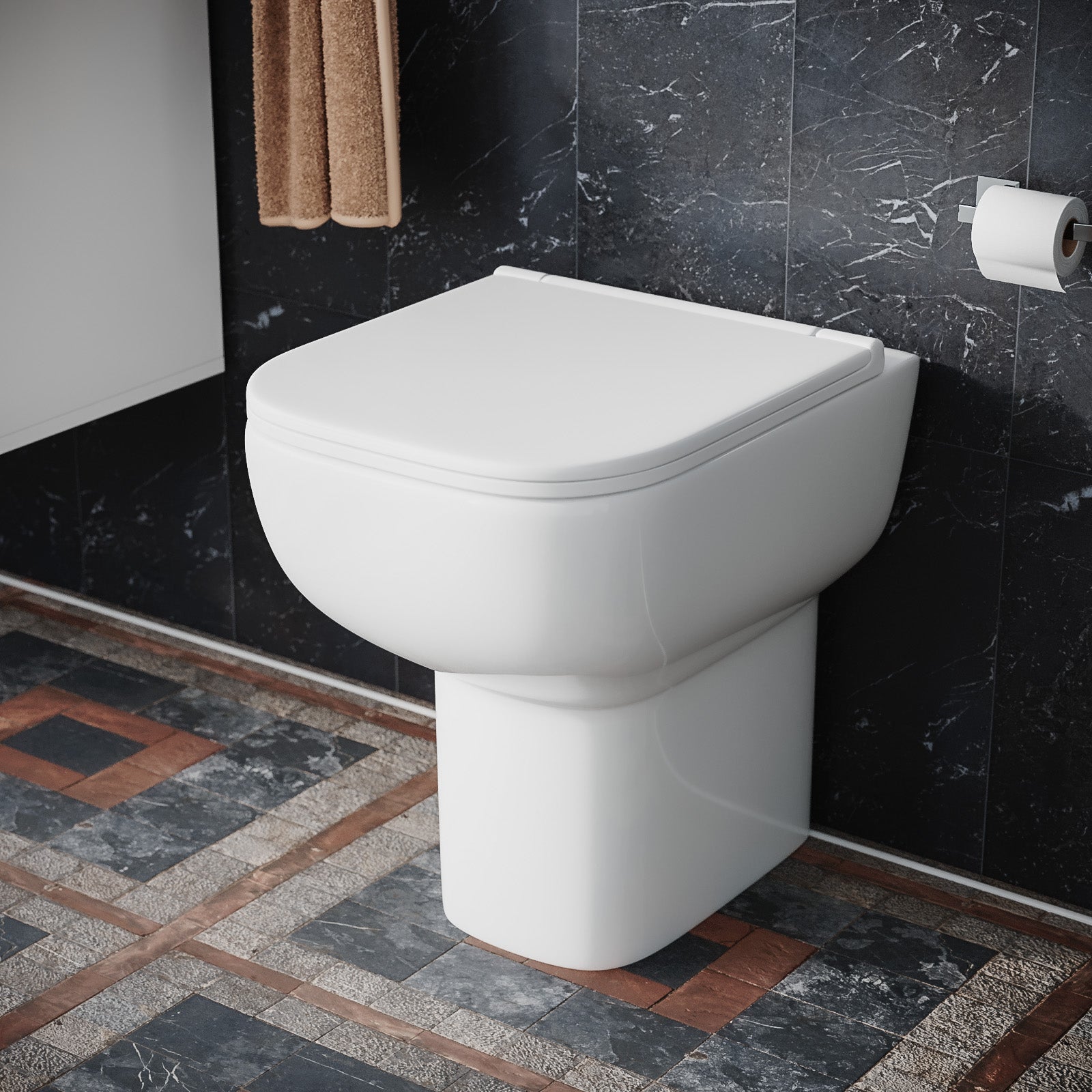 Comfort Height Rimless Back To Wall Pan & Soft Toilet Seat