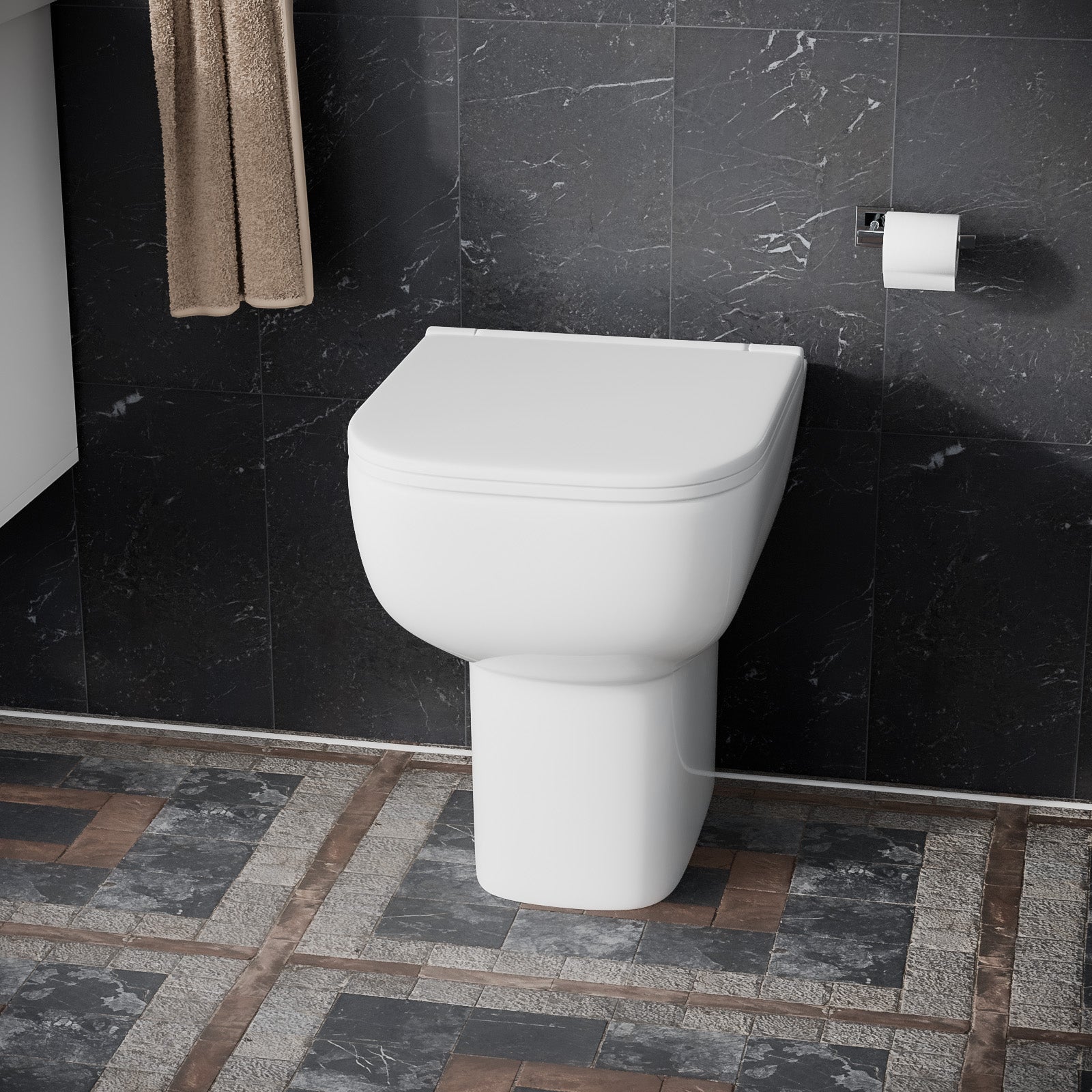 Comfort Height Rimless Back To Wall Pan & Soft Toilet Seat