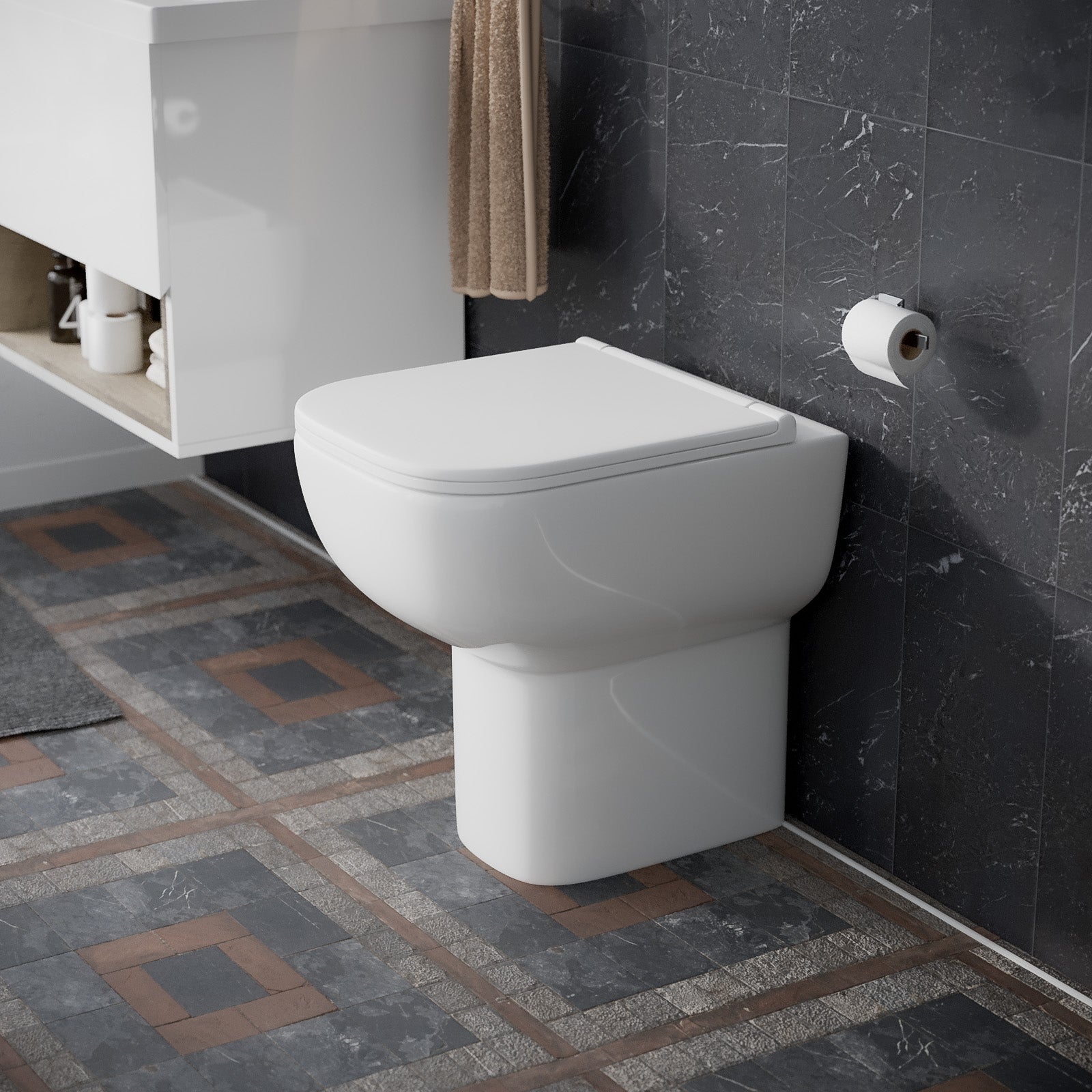 Comfort Height Rimless Back To Wall Pan & Soft Toilet Seat