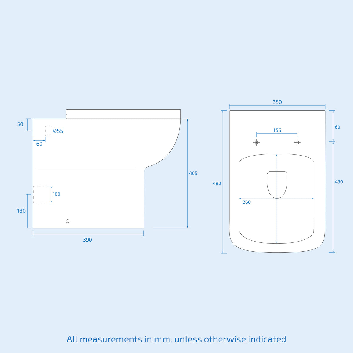 White 1050mm Freestanding Doors Vanity With WC Unit & BTW Toilet Pan