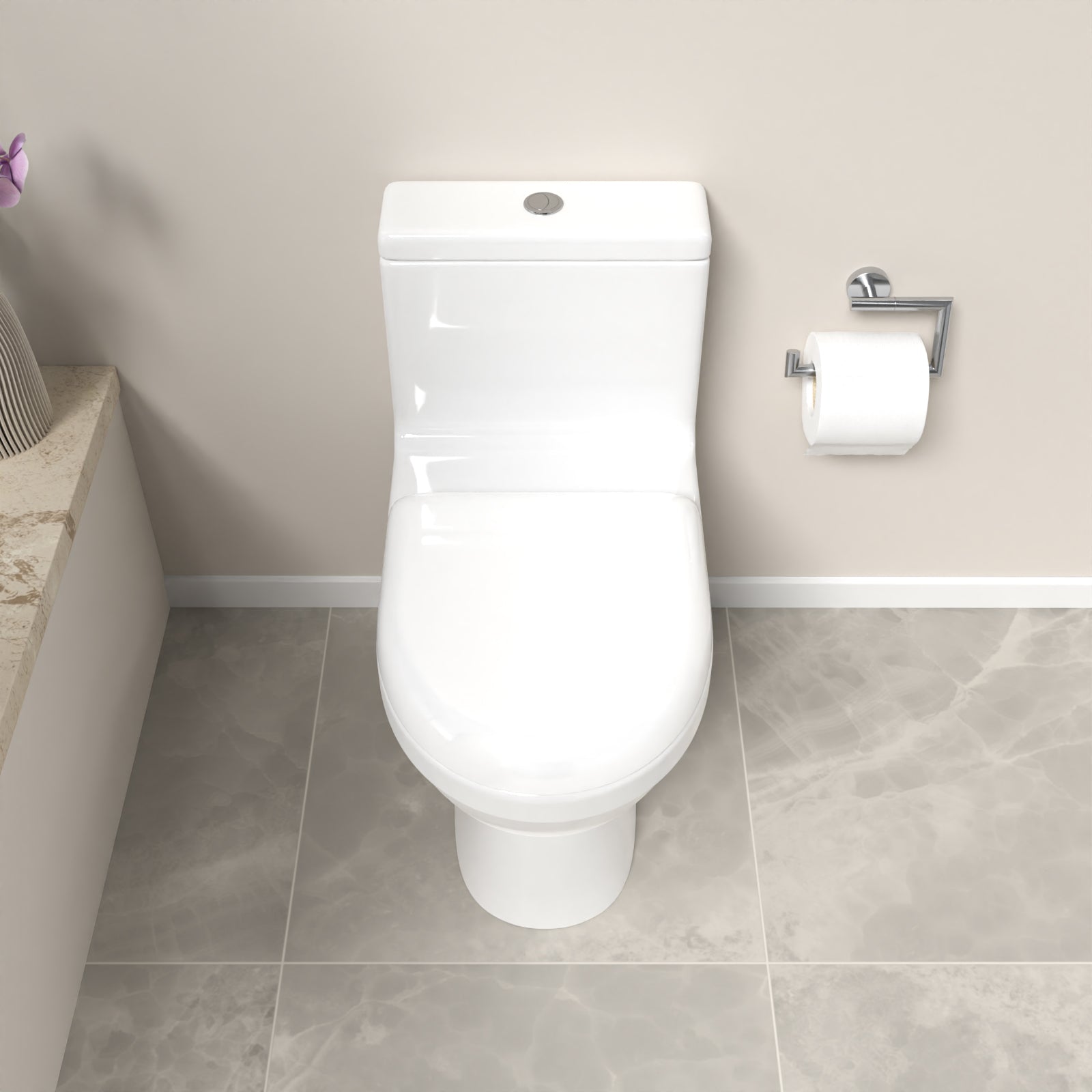 Modern White Close Coupled Toilet One Piece With Seat & Cistern