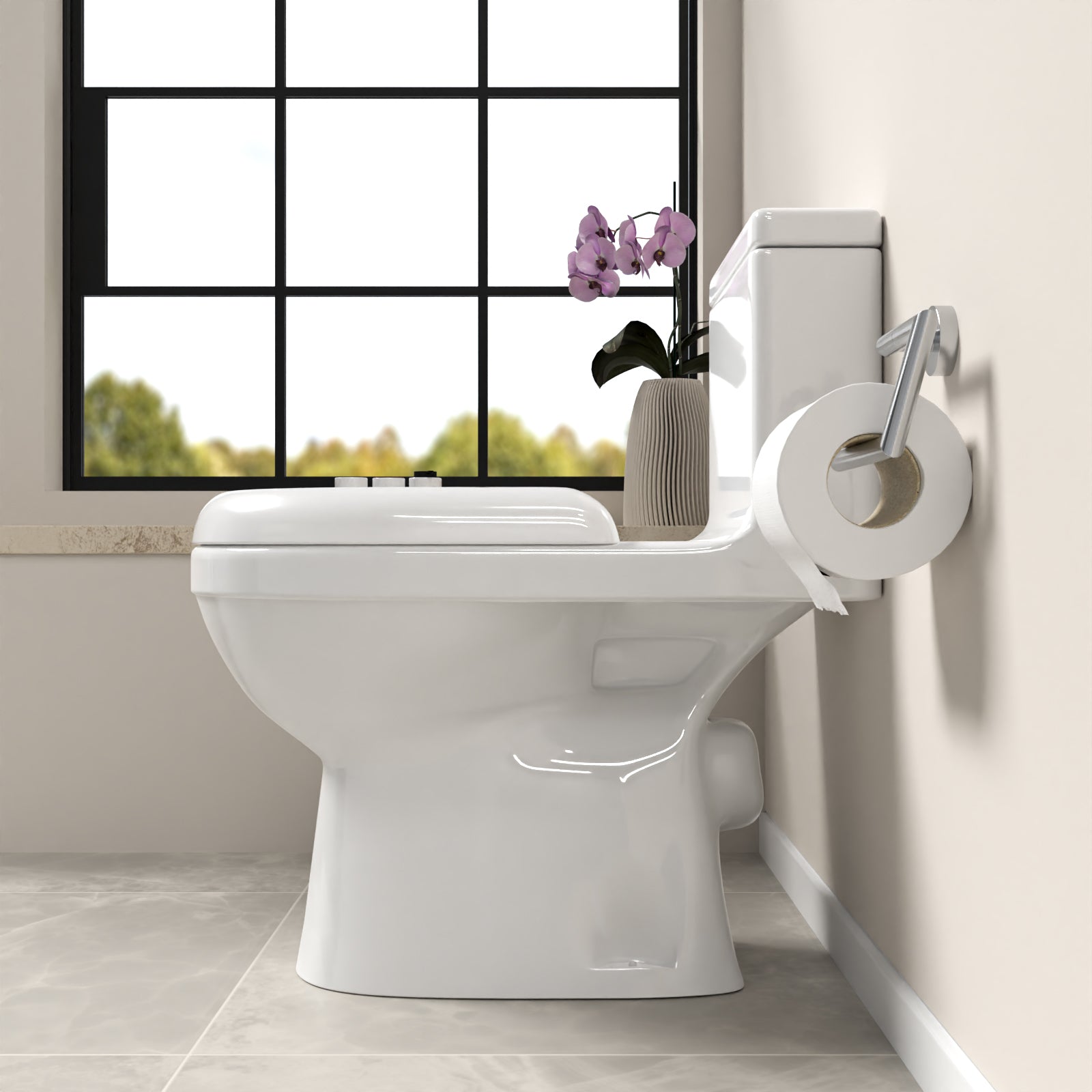 Modern White Close Coupled Toilet One Piece With Seat & Cistern