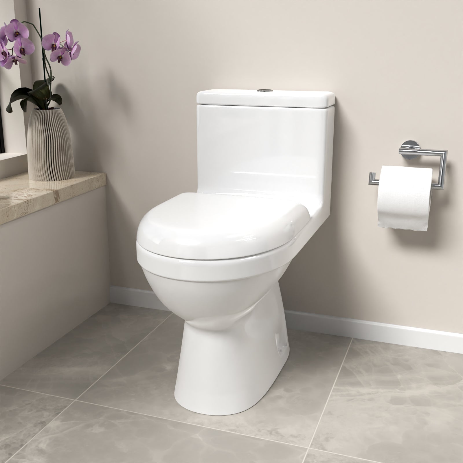 Modern White Close Coupled Toilet One Piece With Seat & Cistern