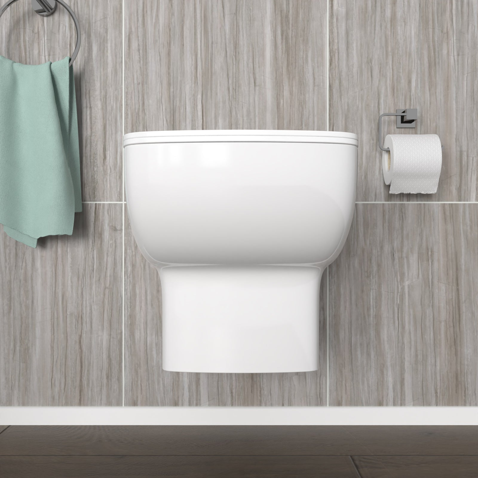 Warley Rimless Square Wall Hung Toilet Pan with Soft Close Toilet Seat White