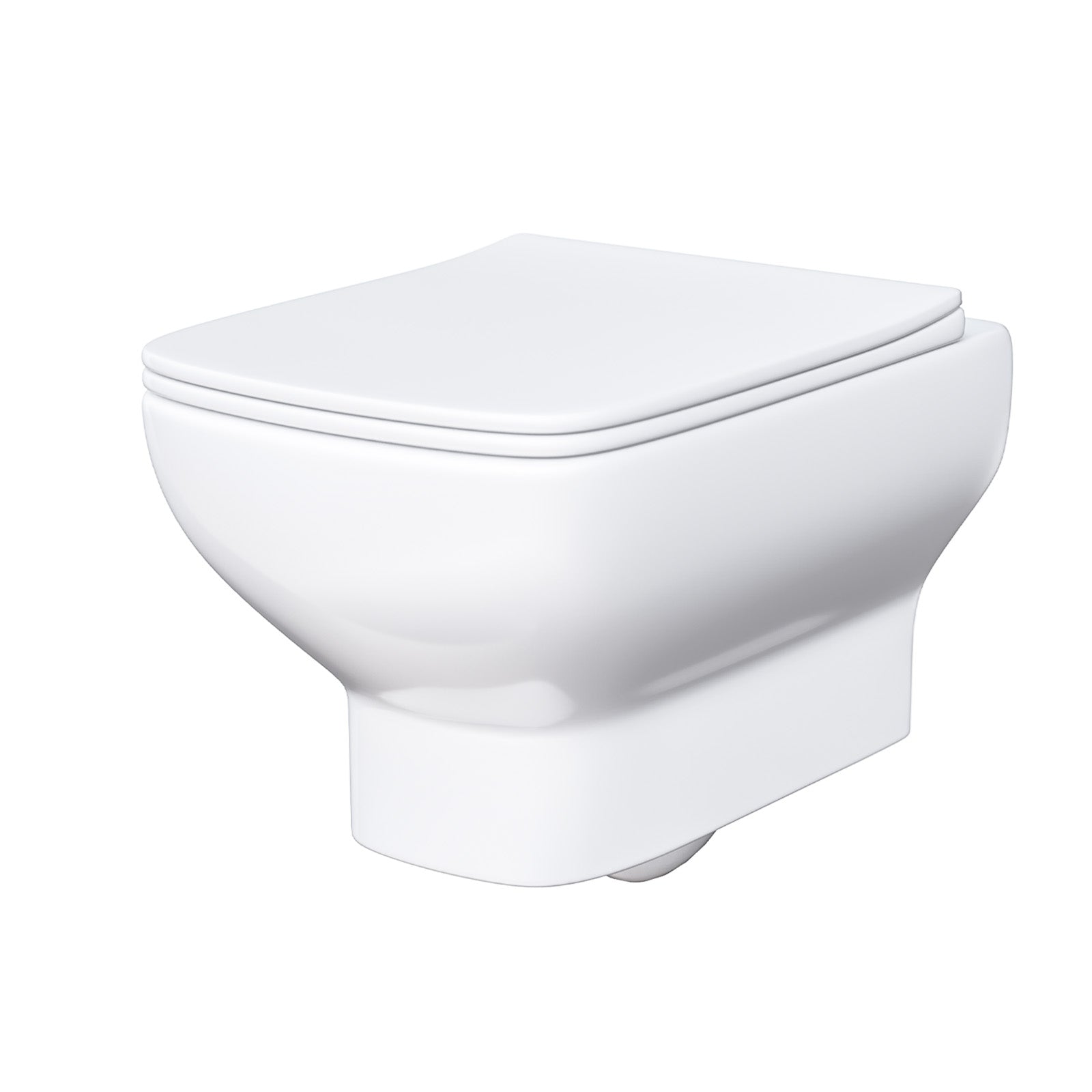 Warley Rimless Square Wall Hung Toilet Pan with Soft Close Toilet Seat White