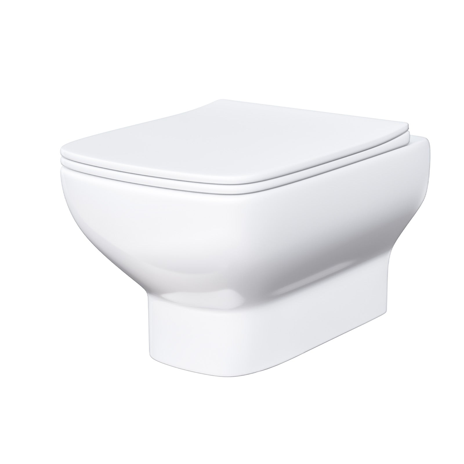 Warley Rimless Square Wall Hung Toilet Pan with Soft Close Toilet Seat White