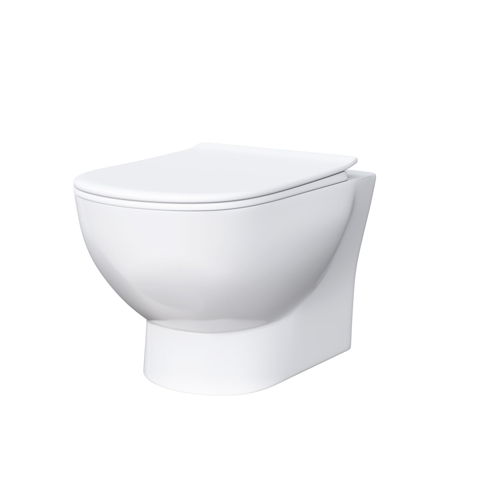 Rimless D Shape Wall Hung Toilet Pan with Soft Close Seat & Wall Frame