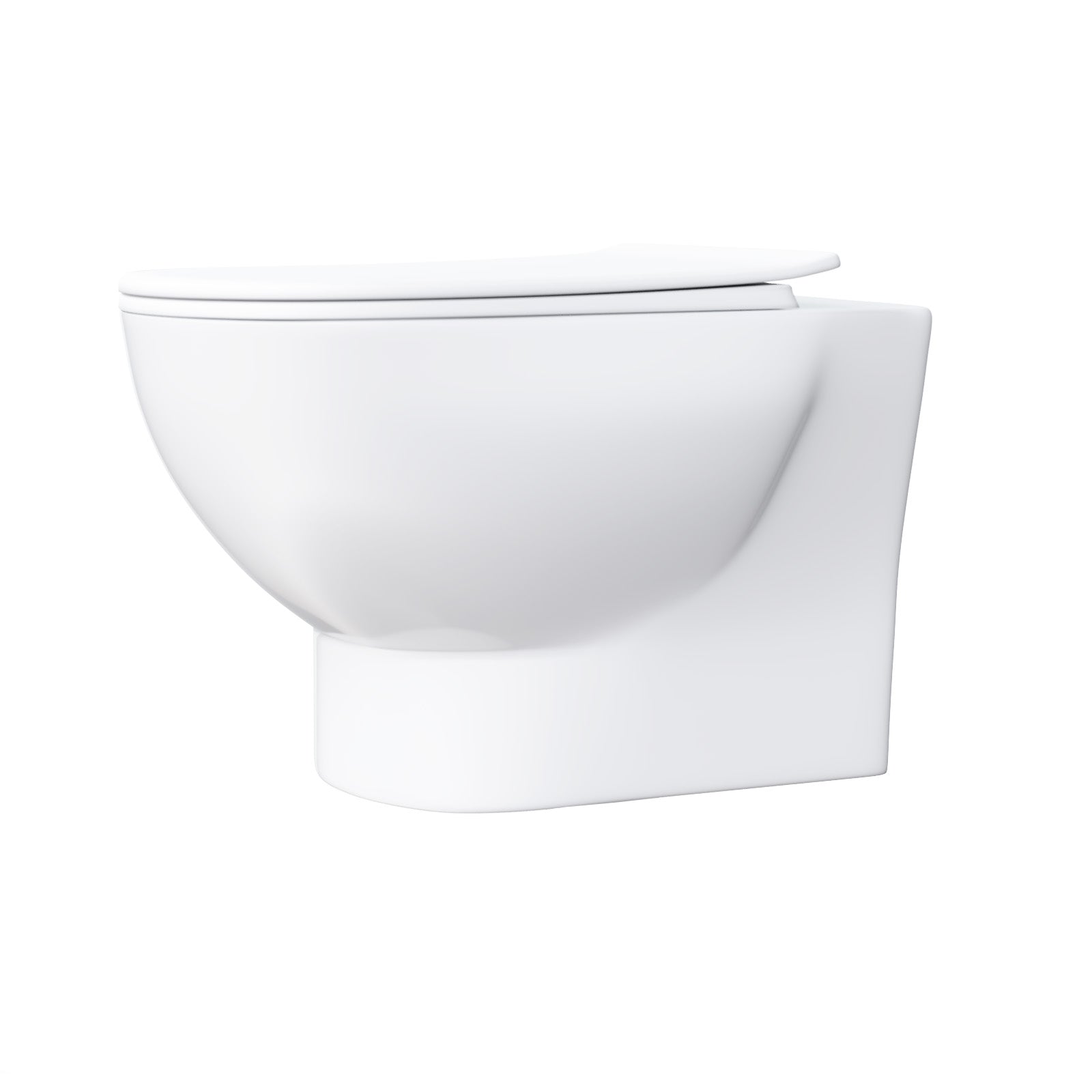 Winson Rimless D Shaped Wall Hung Toilet Pan with Soft Close Toilet Seat White