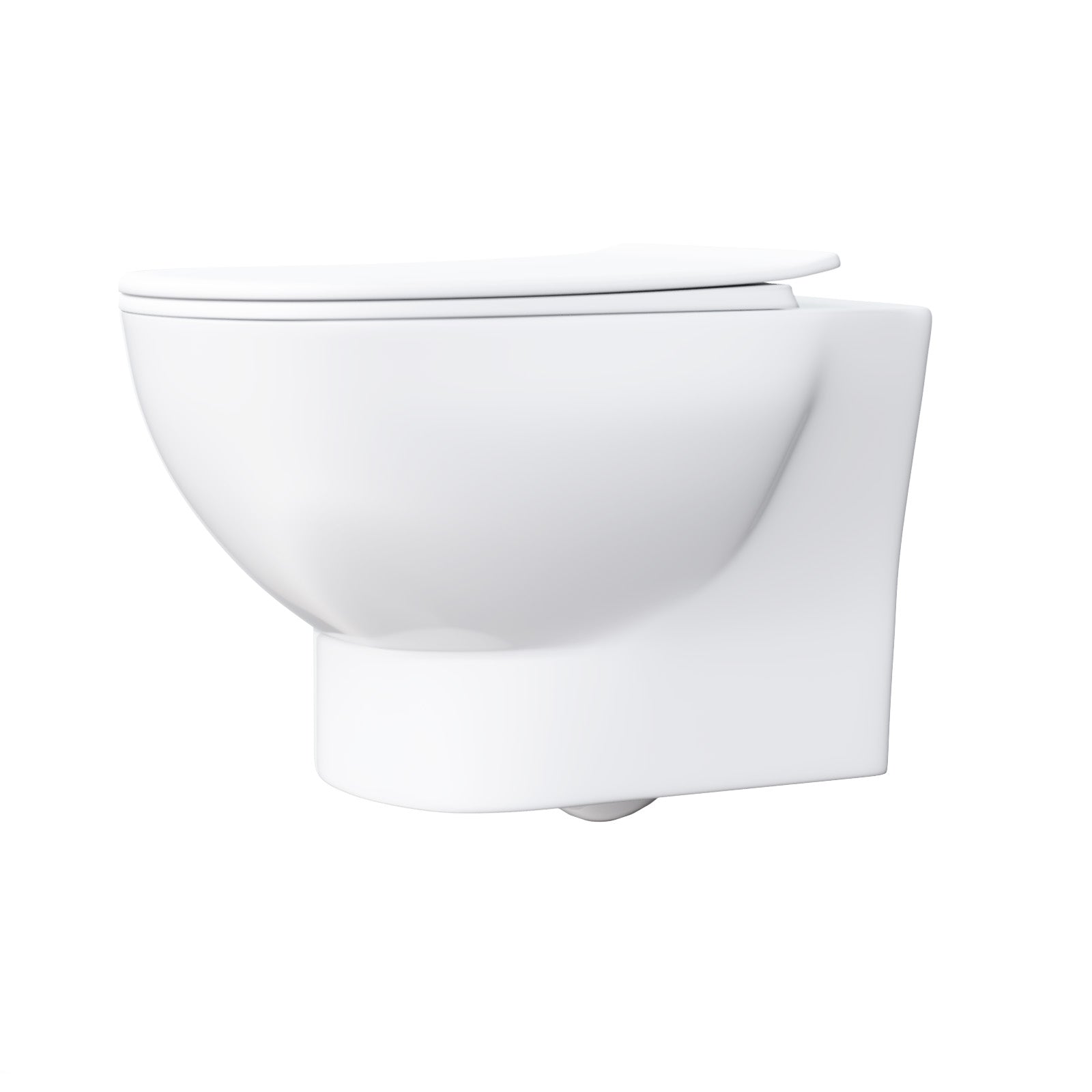 Winson Rimless D Shaped Wall Hung Toilet Pan with Soft Close Toilet Seat White