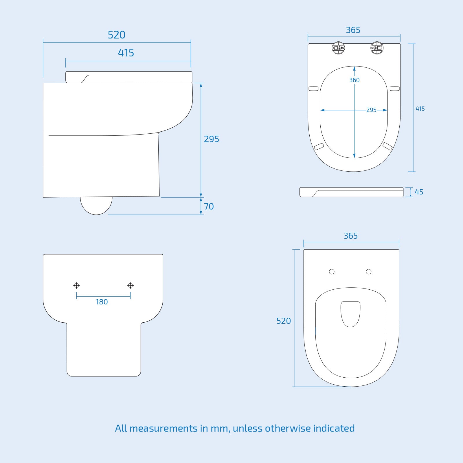 Winson Rimless D Shaped Wall Hung Toilet Pan with Soft Close Toilet Seat White