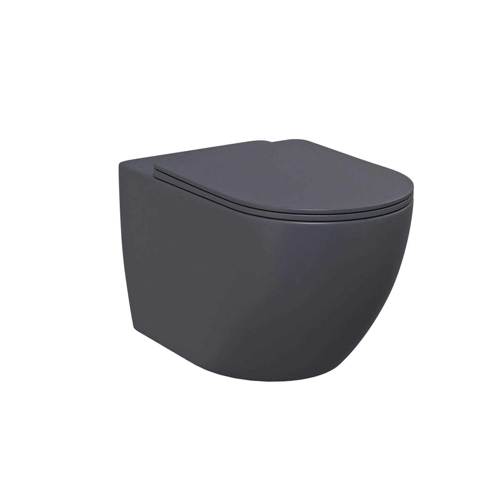 Tornado Flush Dark Grey Wall Hung Rimless Toilet With Soft Close Seat