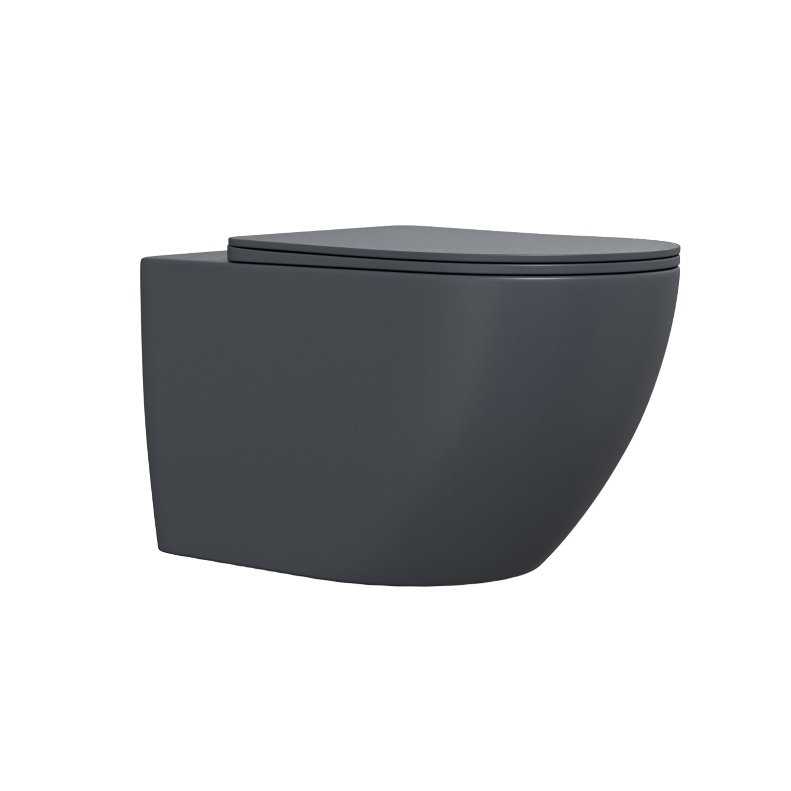 Tornado Flush Dark Grey Wall Hung Rimless Toilet With Soft Close Seat