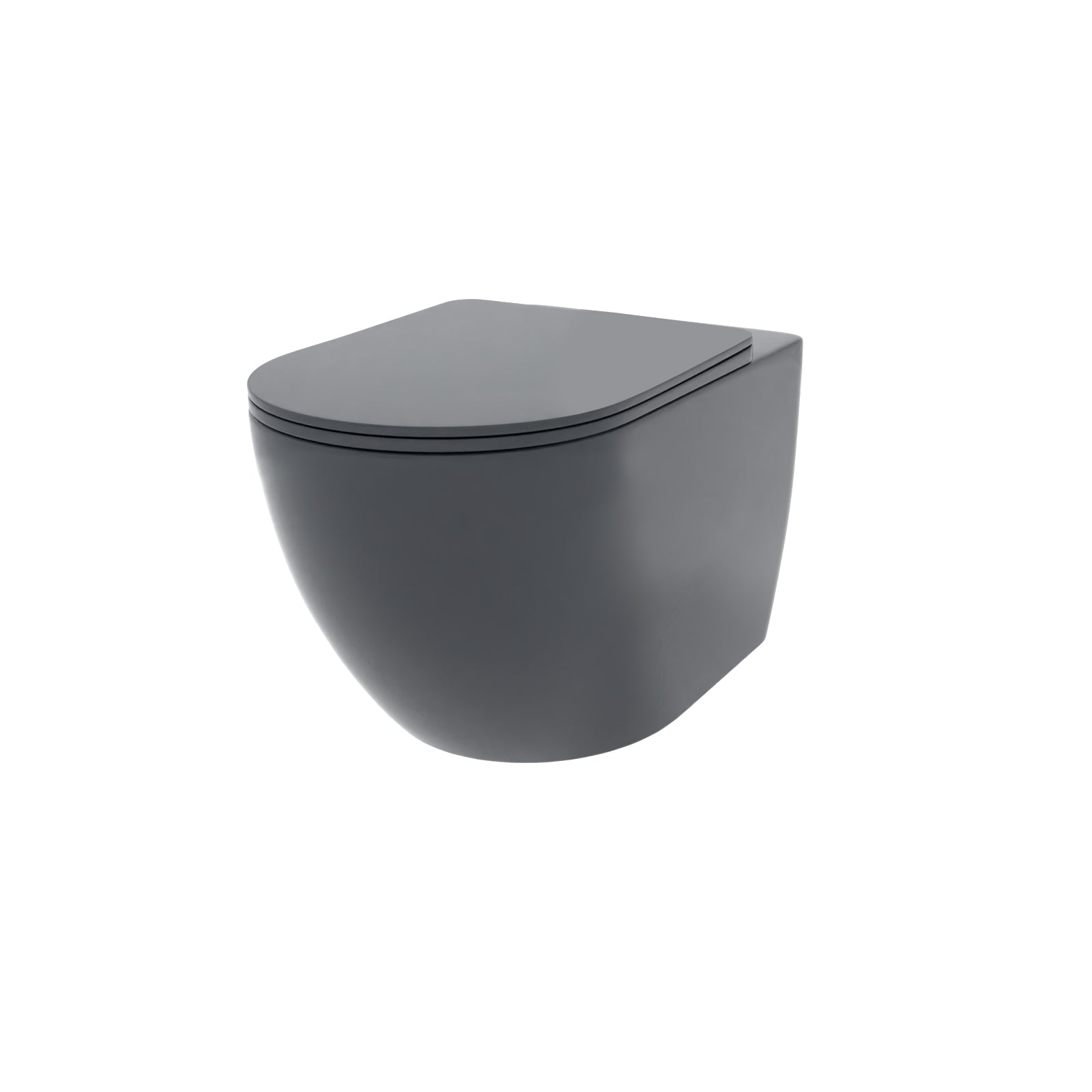 Tornado Flush Round Dark Grey Wall Hung Rimless Toilet With Frame & Flush Plate