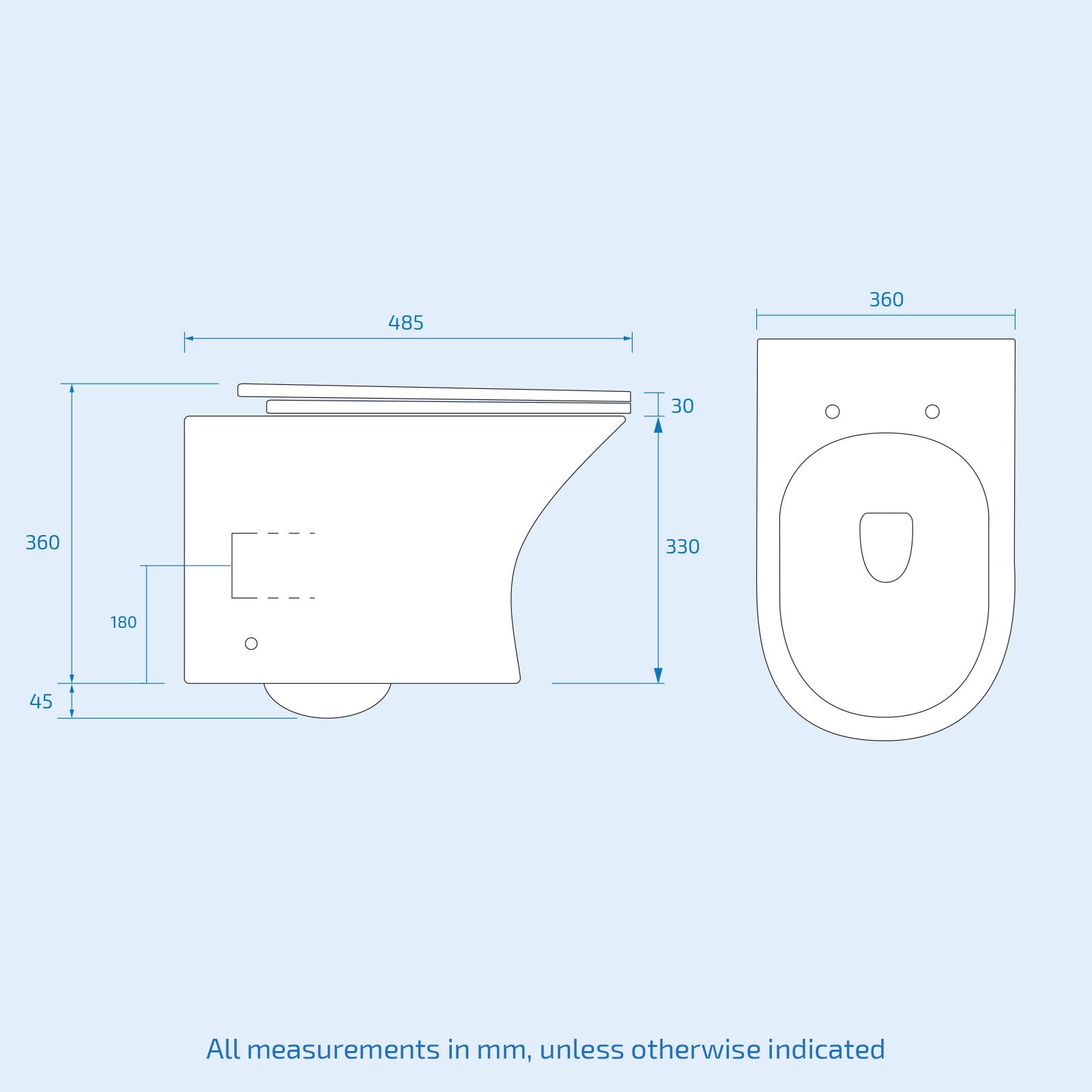 White Rimless Soft Close Round Wall Hung Toilet Pan Seat