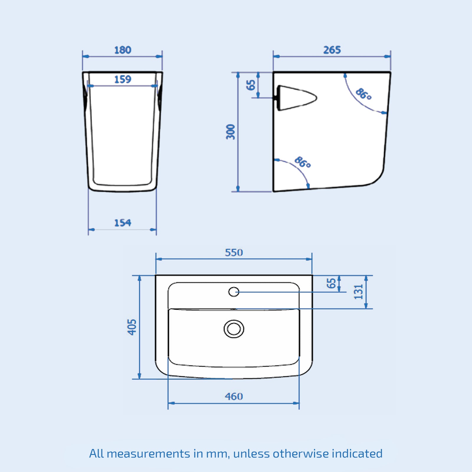 550mm Semi Pedestal Basin White & Close Coupled Toilet