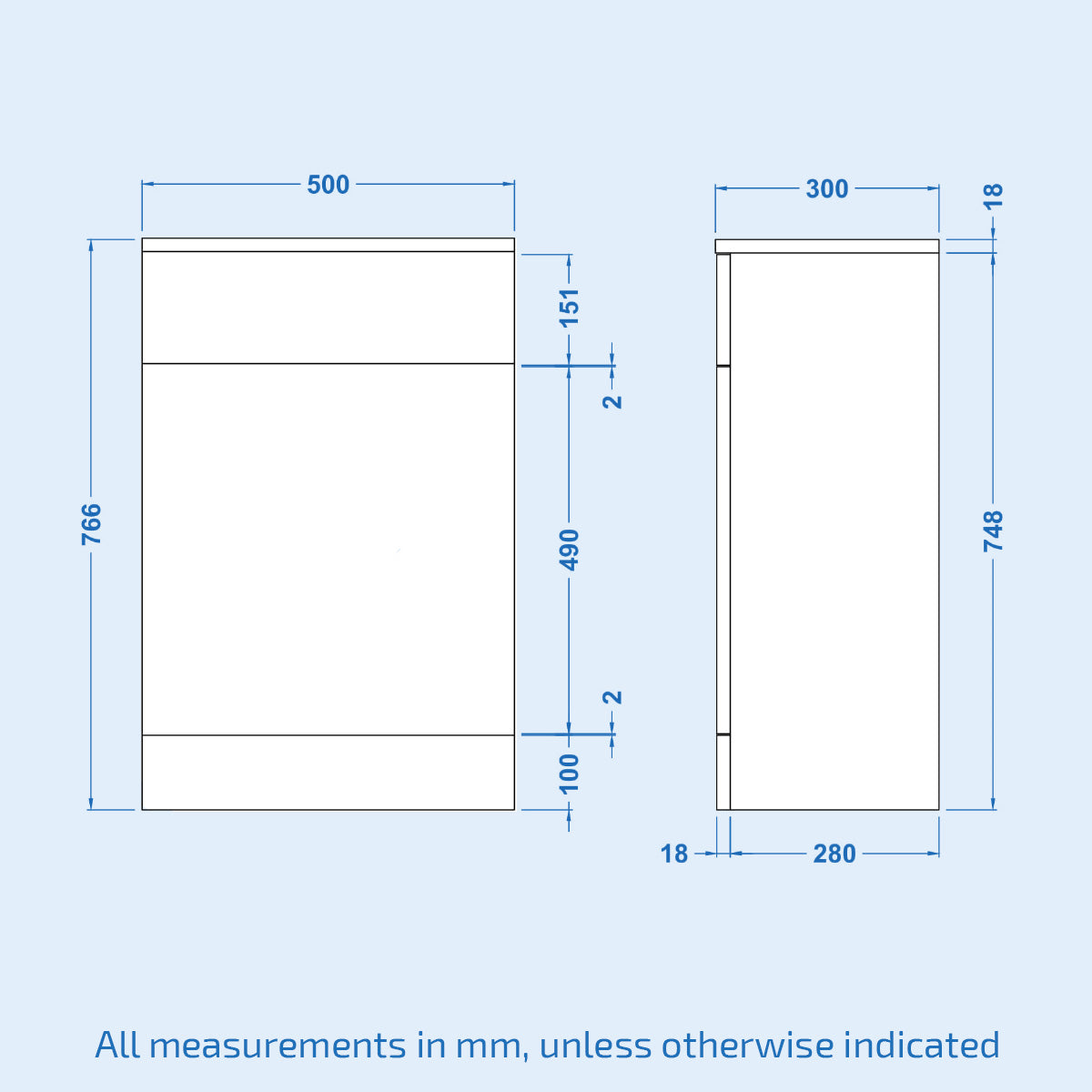 White 1050mm Freestanding Doors Vanity With WC Unit & BTW Toilet Pan