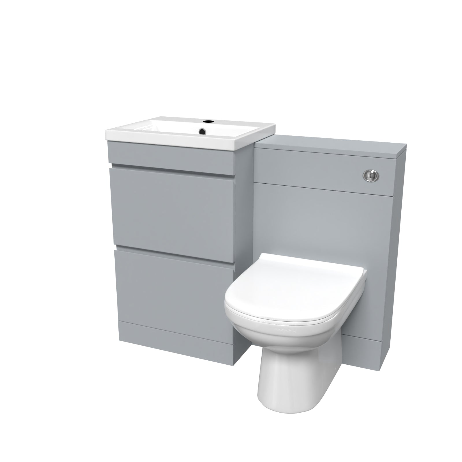 Alaska Matte Grey Freestanding 500mm 2 Drawers Vanity, WC Unit & BTW Toilet