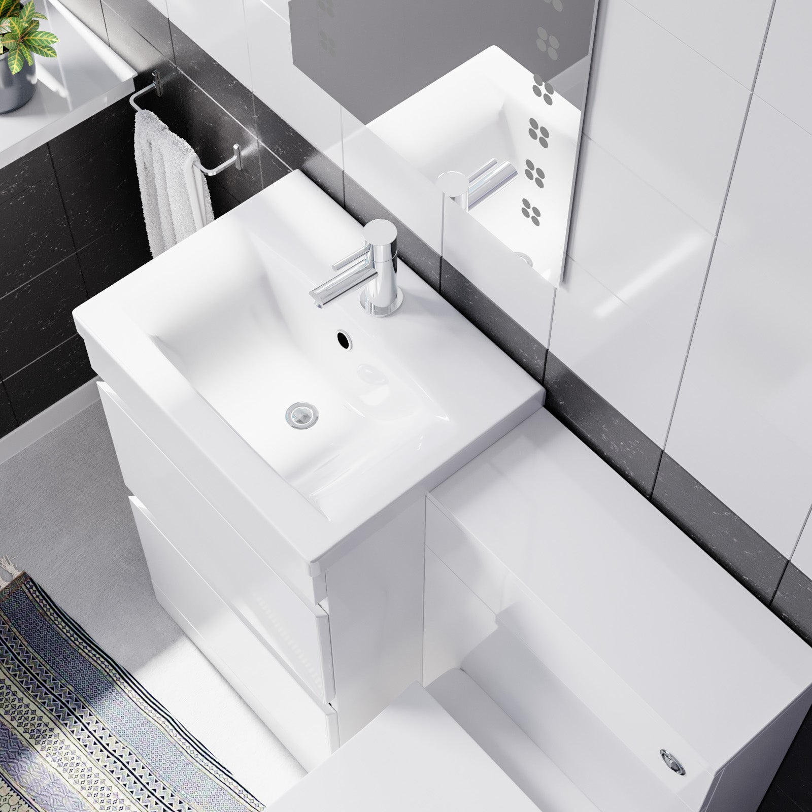 Alaska PVC White Freestanding 500mm 2 Drawers Vanity & WC Unit & BTW Toilet