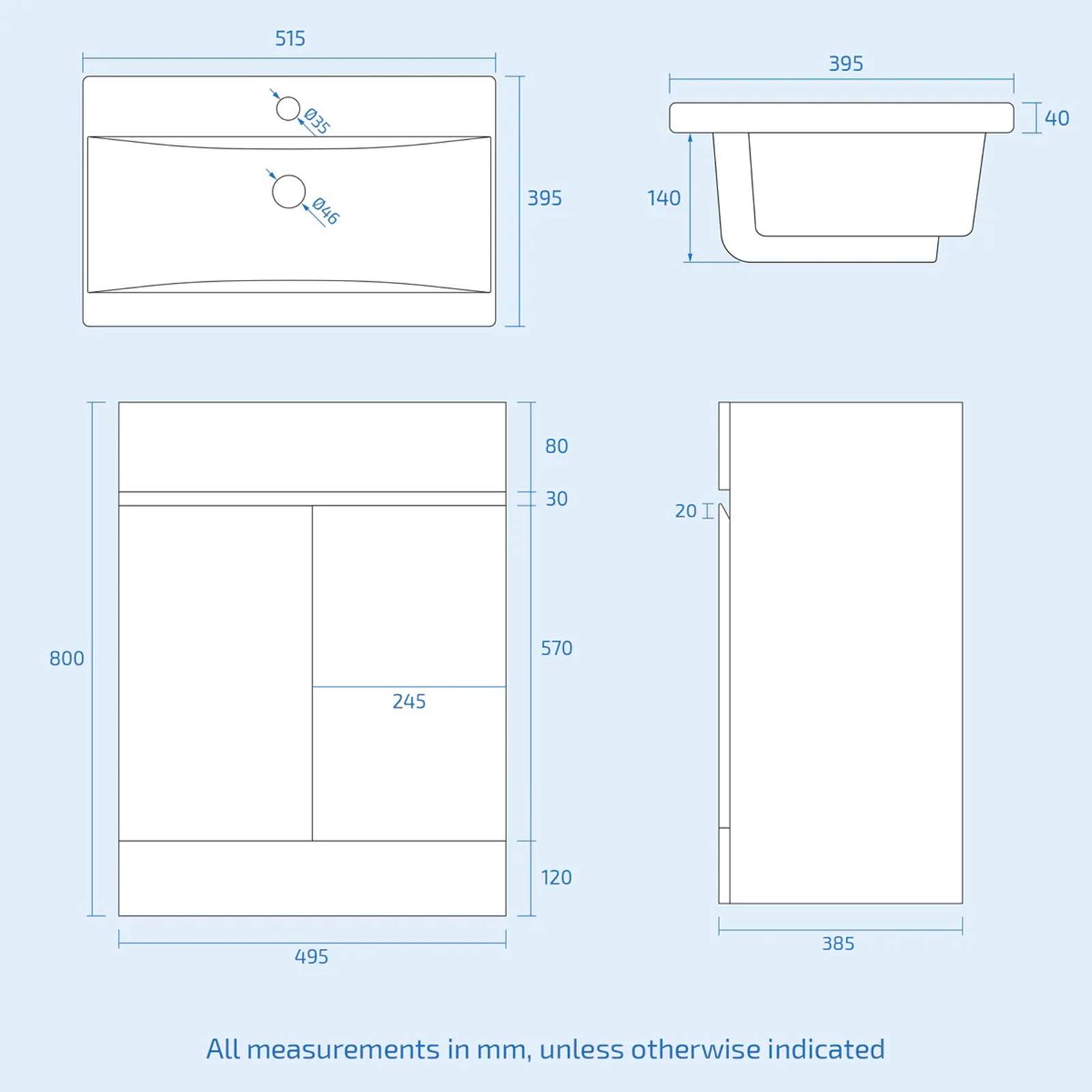 Alaska Cloakroom 500mm Anthracite PVC Freestanding Vanity & Close Coupled Toilet
