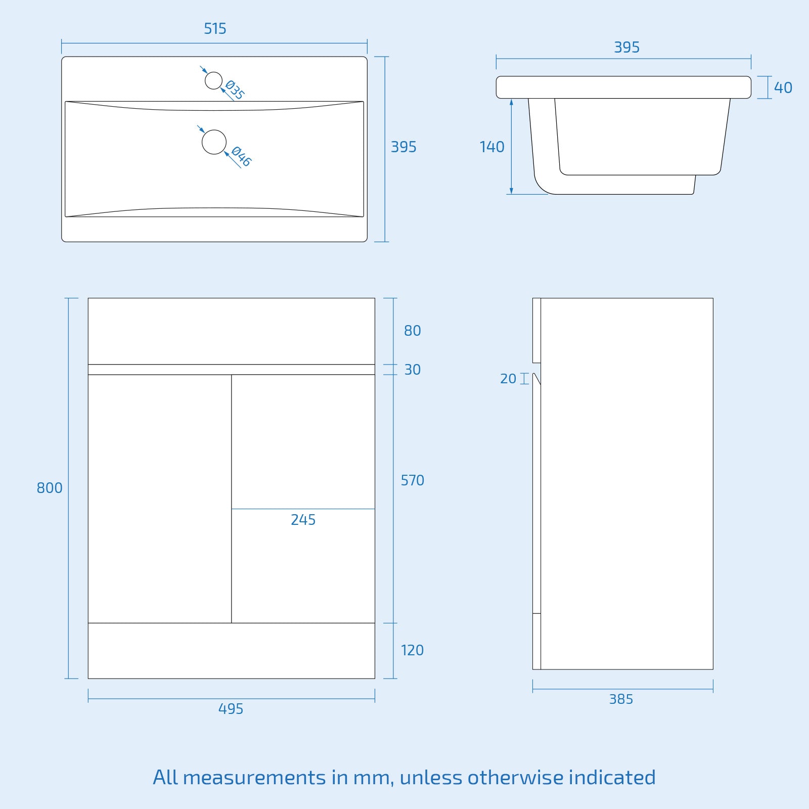 Dark Grey 500mm PVC Freestanding Bathroom Basin Vanity Unit