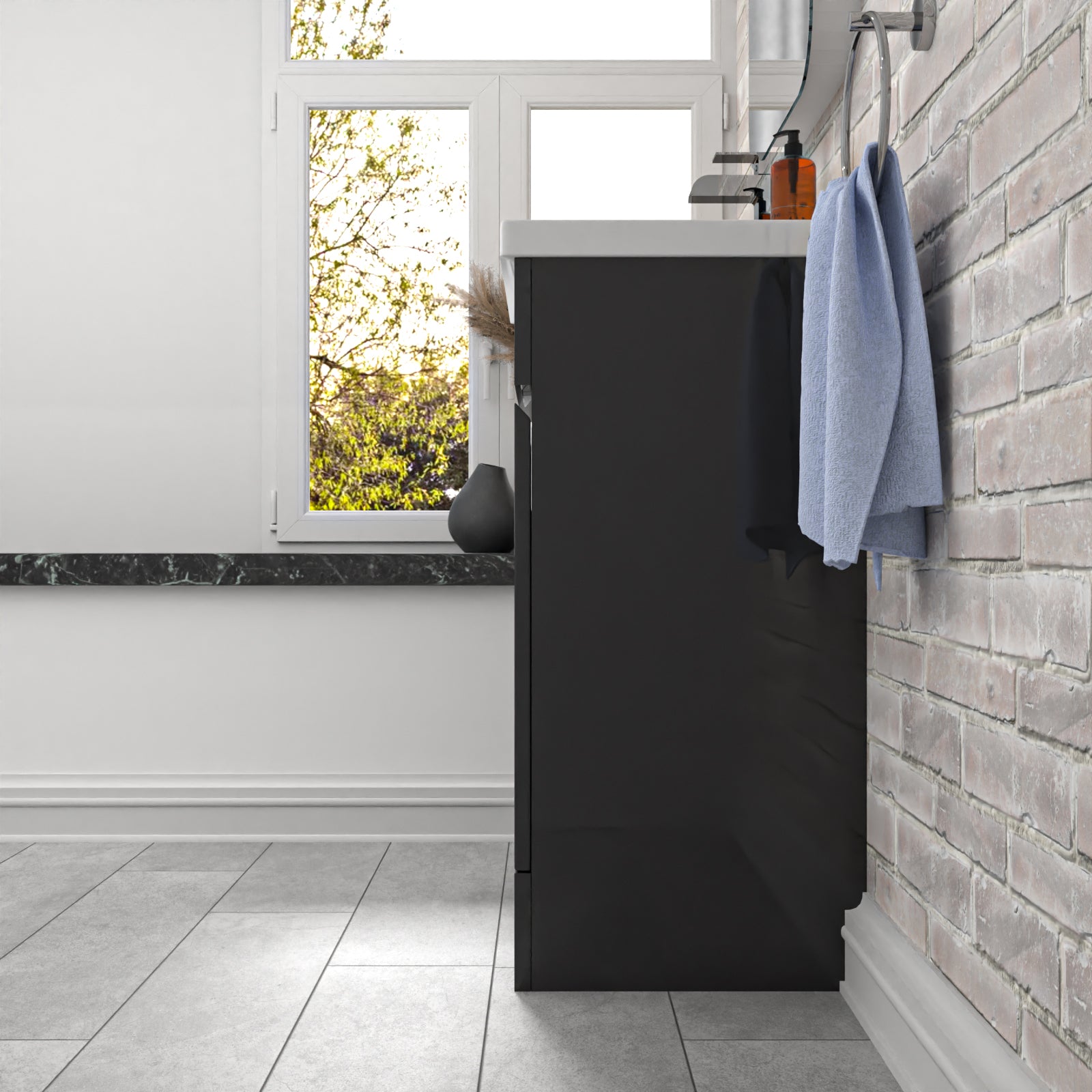 Dark Grey 500mm PVC Freestanding Bathroom Basin Vanity Unit