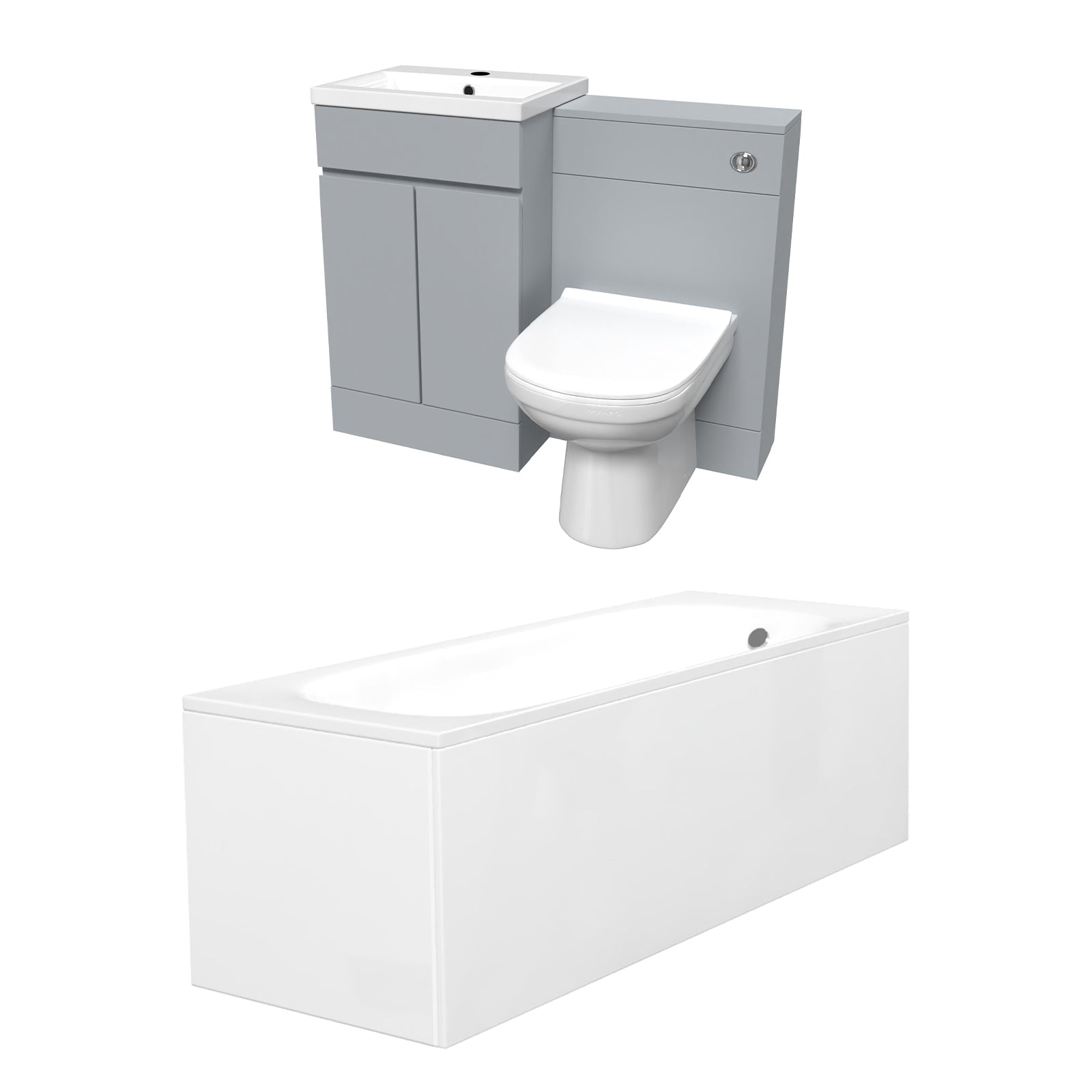 Alaska Matte Grey 500mm PVC 2 Doors Vanity WC Unit BTW Toilet and Bath Set