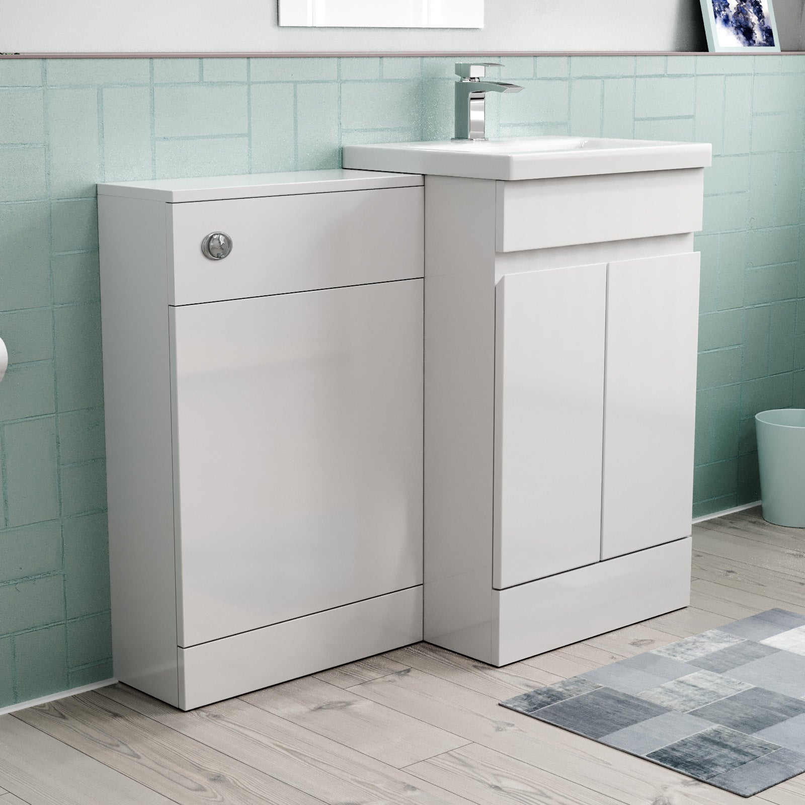 Alaska White Freestanding PVC 500mm 2 Doors Vanity & WC Unit