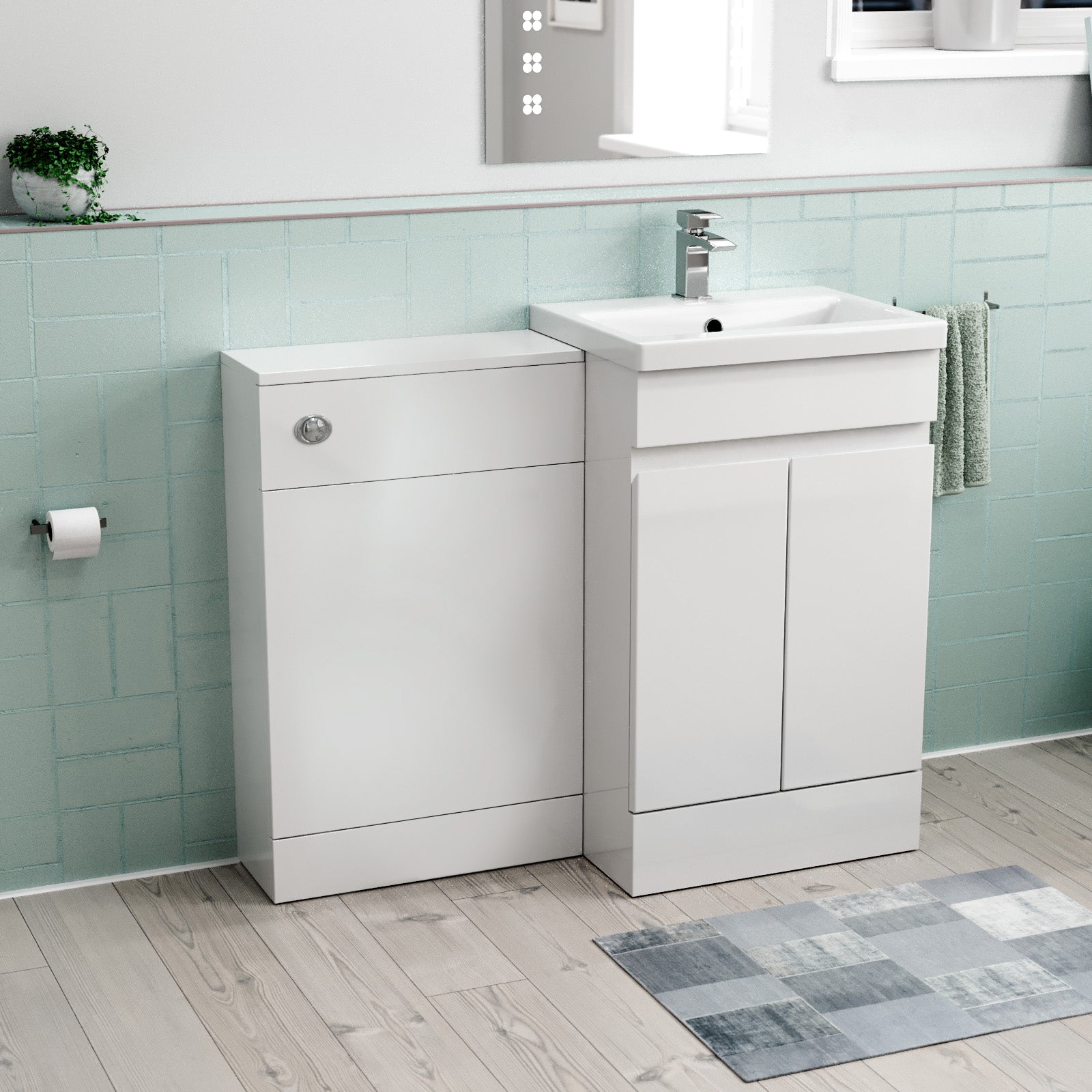Alaska White 500mm Waterproof PVC Freestanding 2 Door Basin Vanity WC