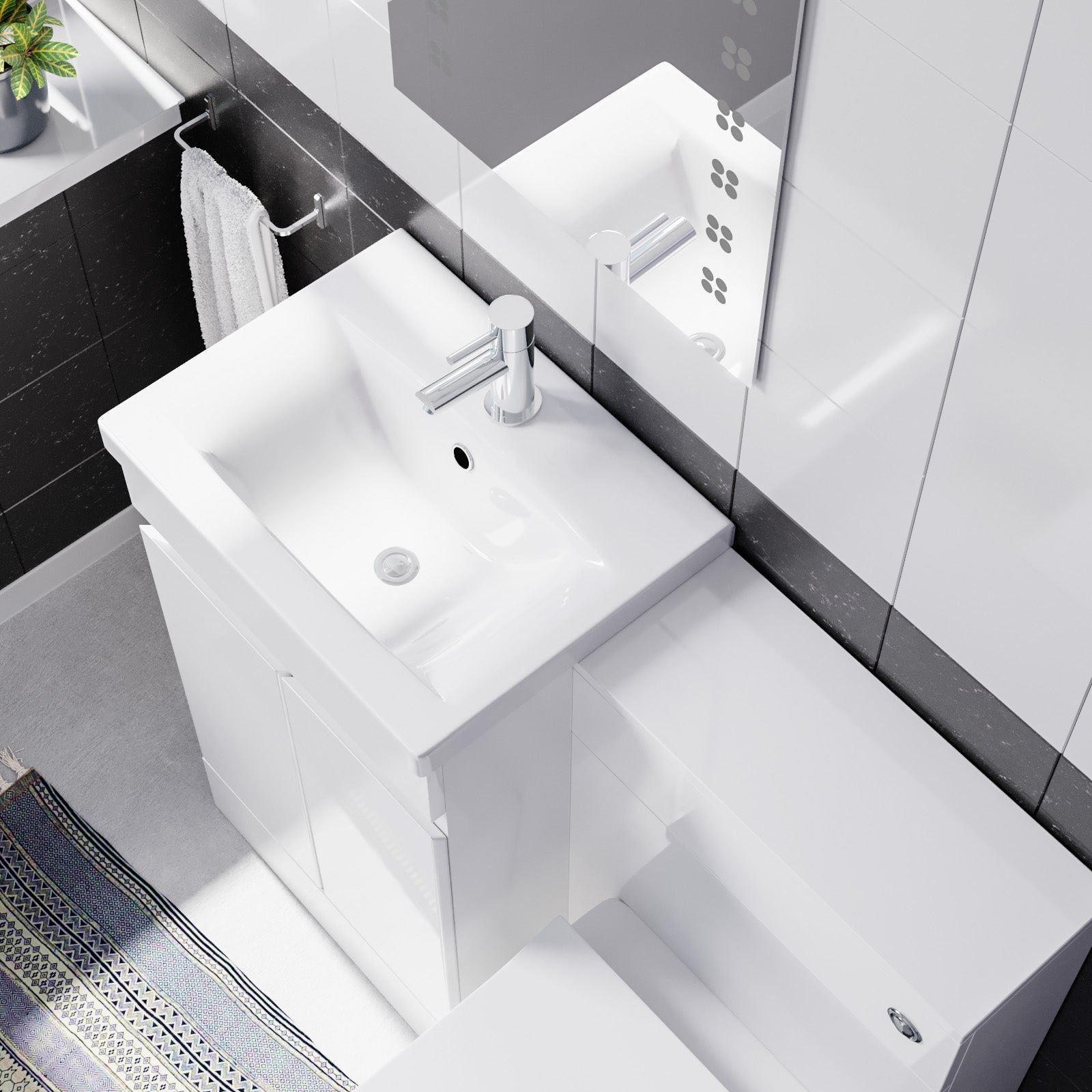 Alaska PVC White Freestanding 500mm 2 Doors Vanity & WC Unit & BTW Toilet